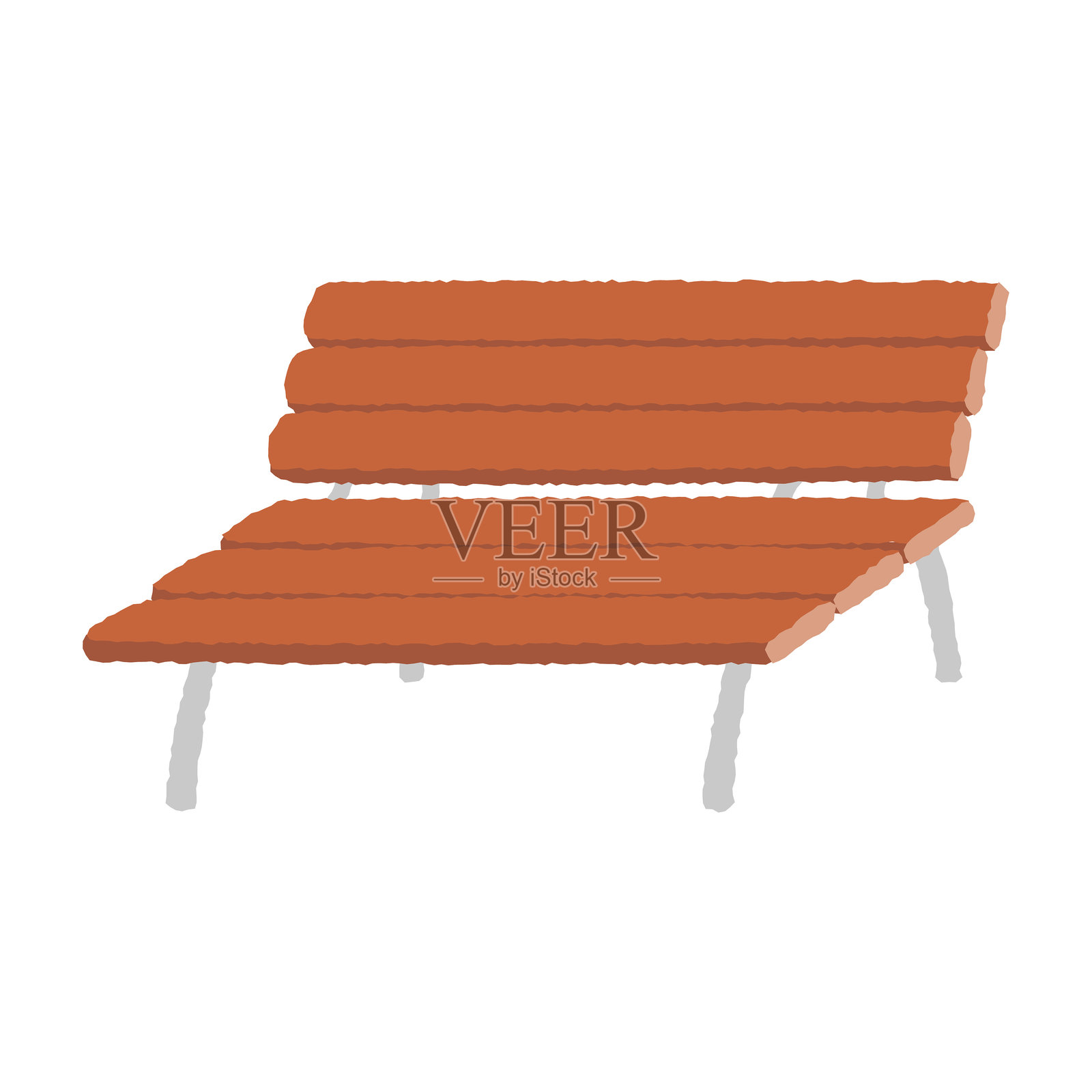 简单木制长椅手绘风格插图插画图片素材