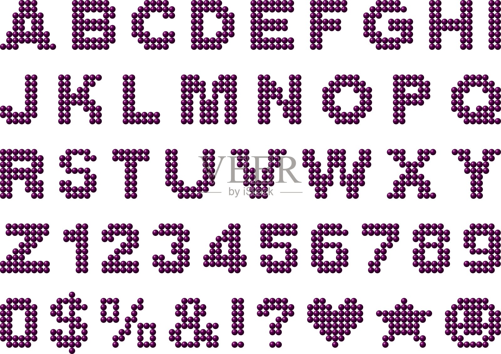 珍珠、字母、13个紫色插画图片素材