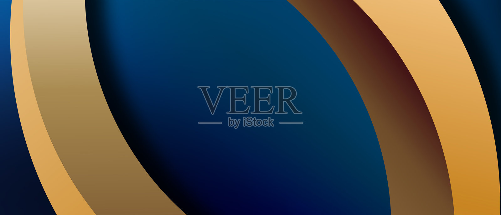 优雅的深蓝色背景与金色形状闪亮的重叠层插画图片素材