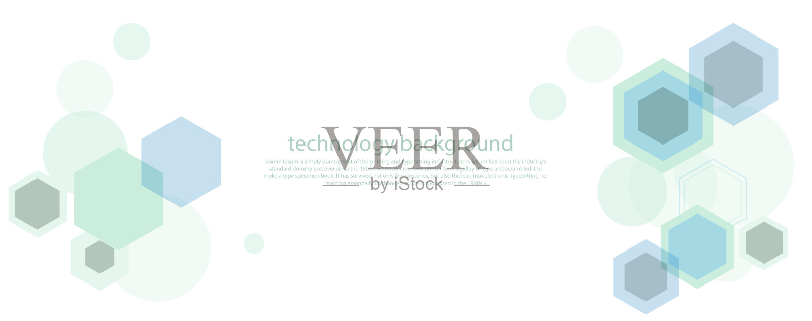 几何抽象背景，带有绿色六边形。分子结构与沟通。科学、技术和医学概念。矢量插图插画图片素材