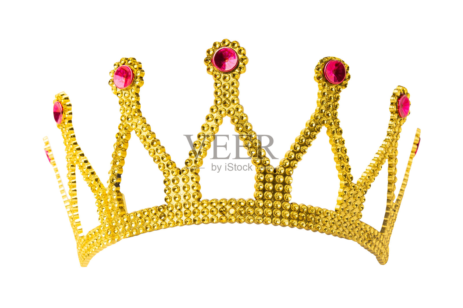 逼真的金色皇冠，背景为白色，带有抠图路径照片摄影图片