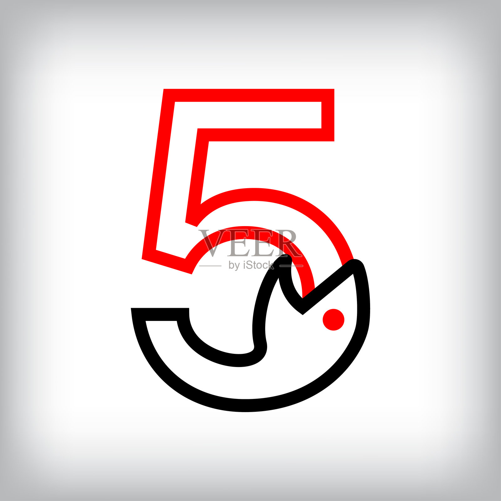 乌洛波罗斯无限数字5设计。插画图片素材