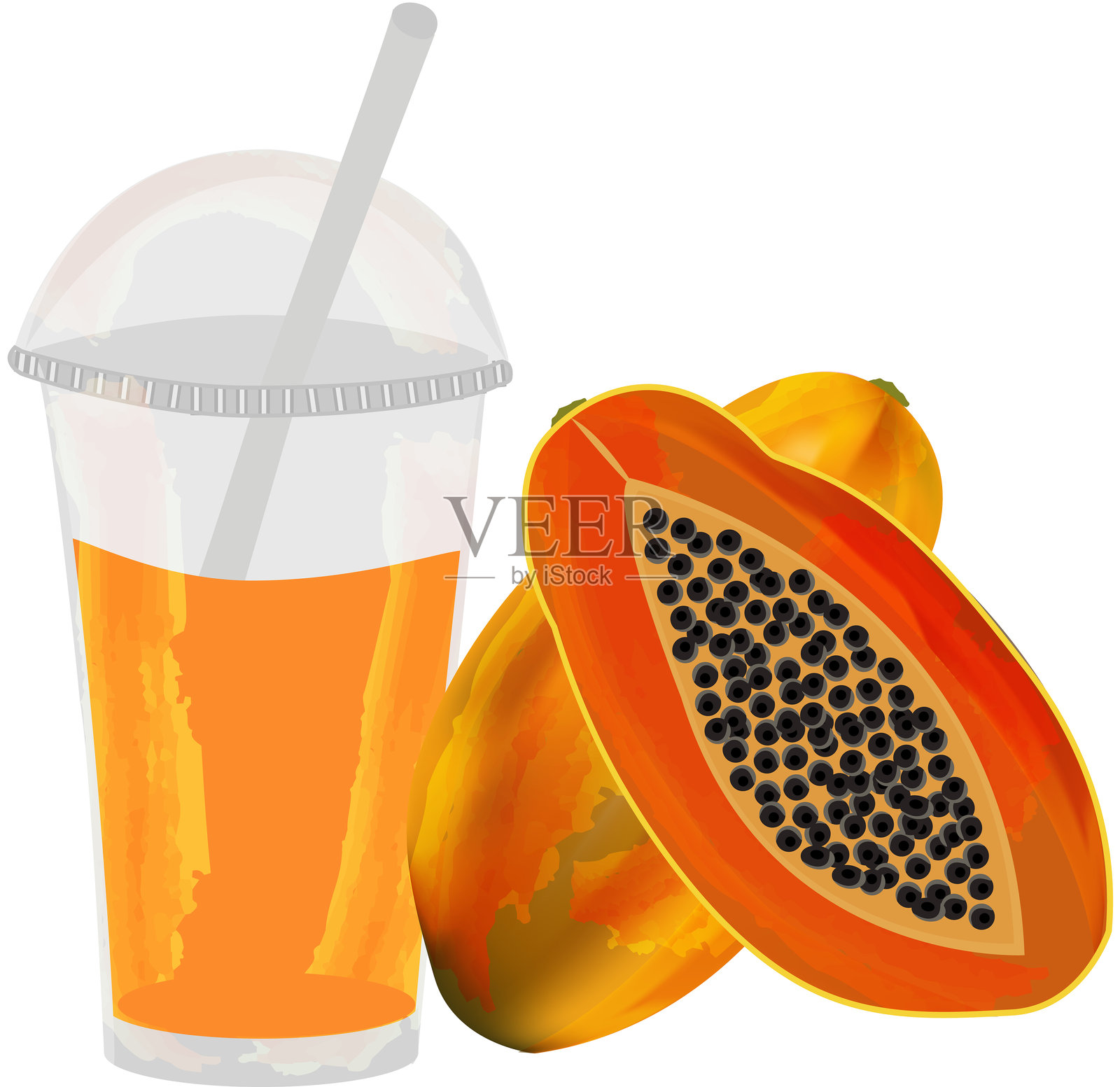 木瓜汁插画图片素材