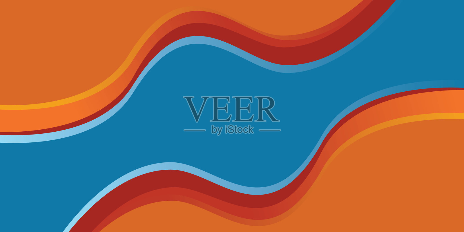 抽象蓝橙色波浪背景插画图片素材