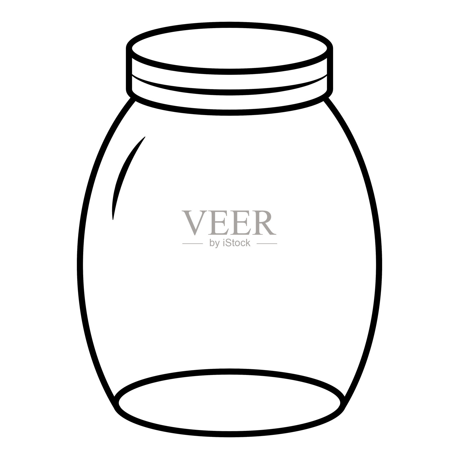 简单的卡通空罐子线条图标