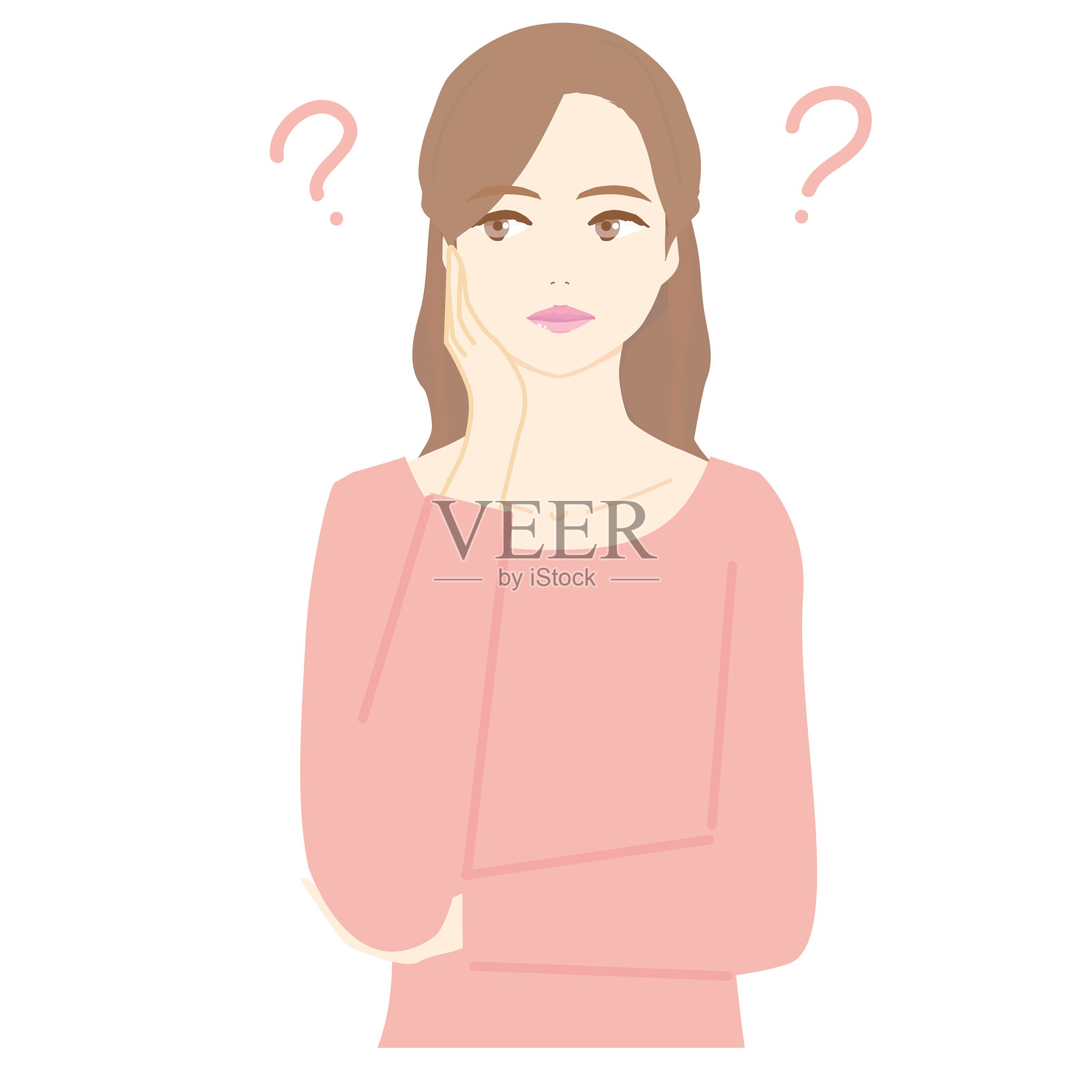 年轻女性痛苦的上半身插图。插画图片素材