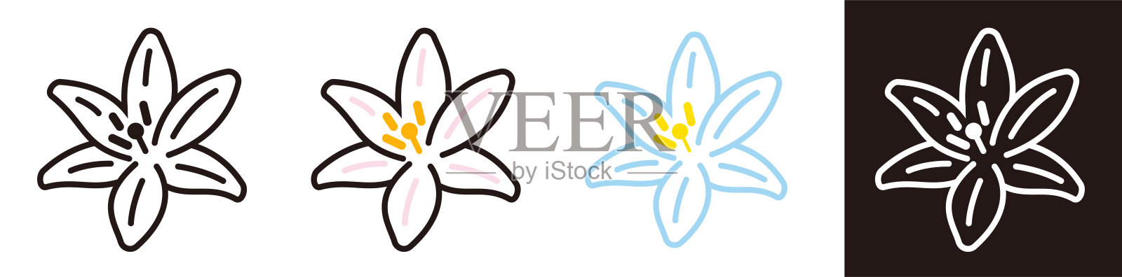 百合图标。美丽的花朵。简单的插图素材。插画图片素材