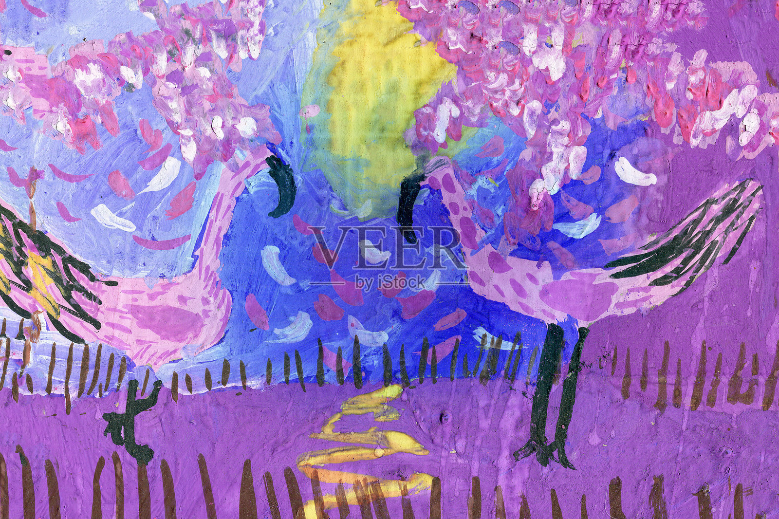 两只火烈鸟插画图片素材