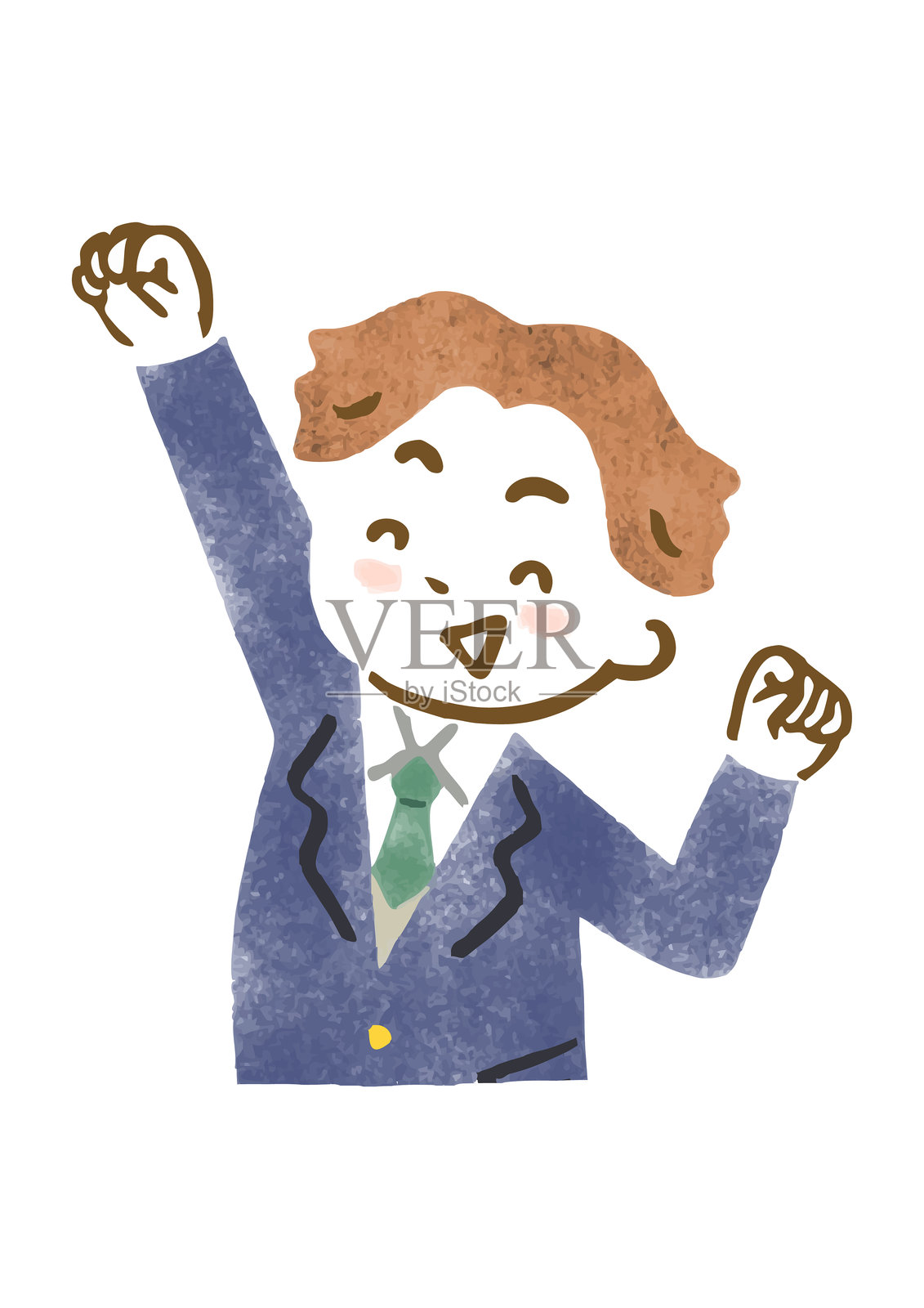 中学和高中男生穿着制服的上半身插图集，摆出勇敢的姿势插画图片素材