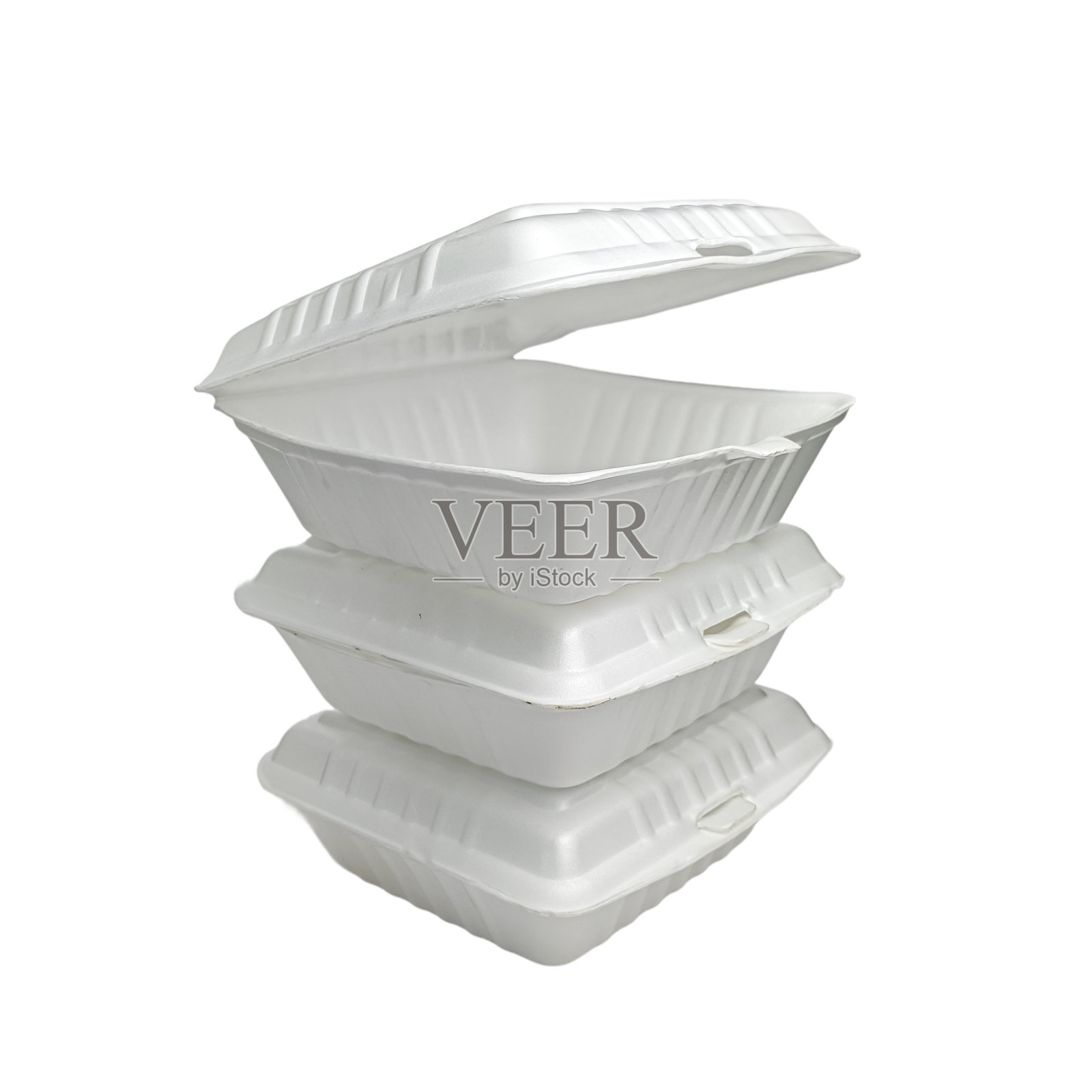 白色背景上孤立的食品泡沫箱照片摄影图片