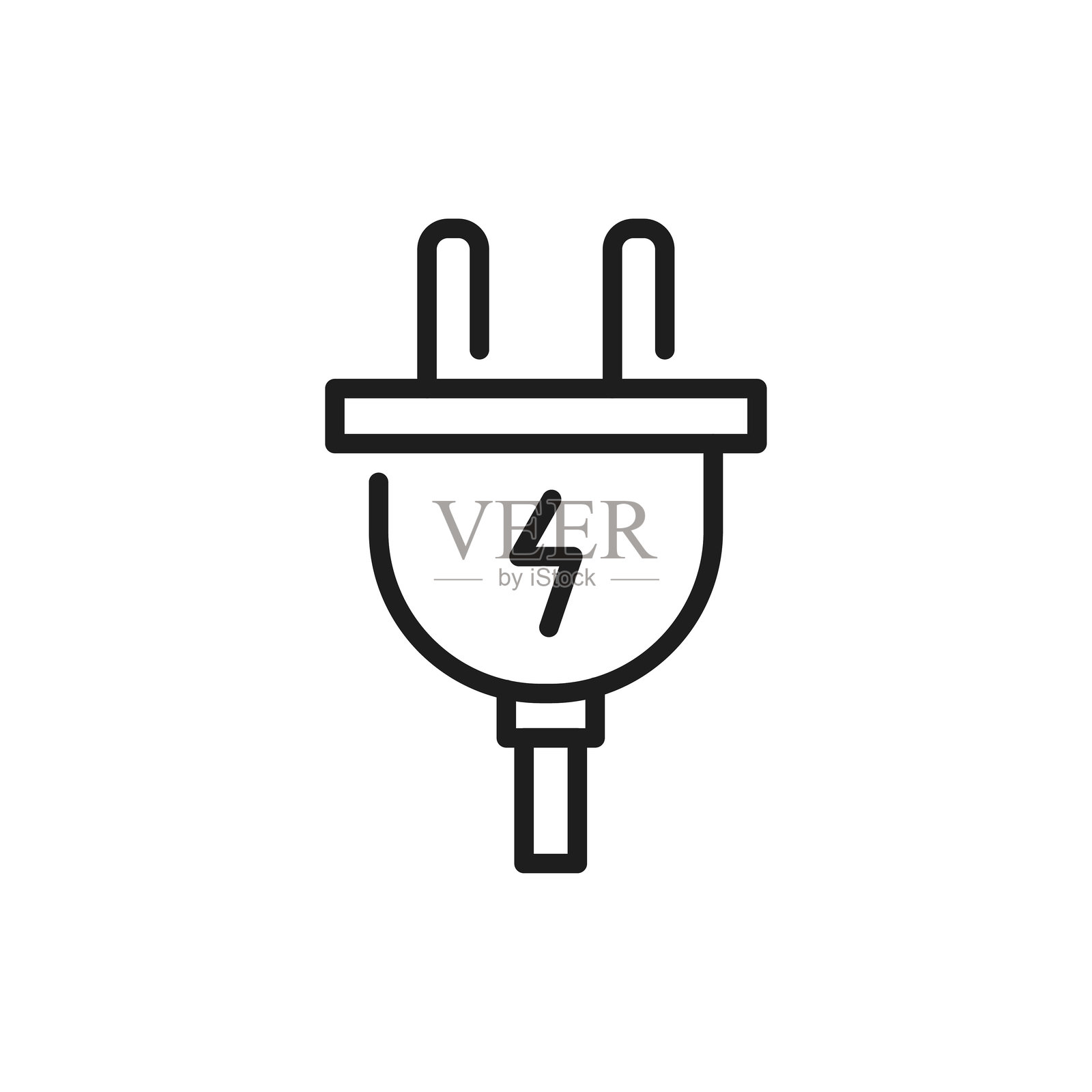 代表双插头电源插头的图标，具有简洁明了的轮廓设计插画图片素材