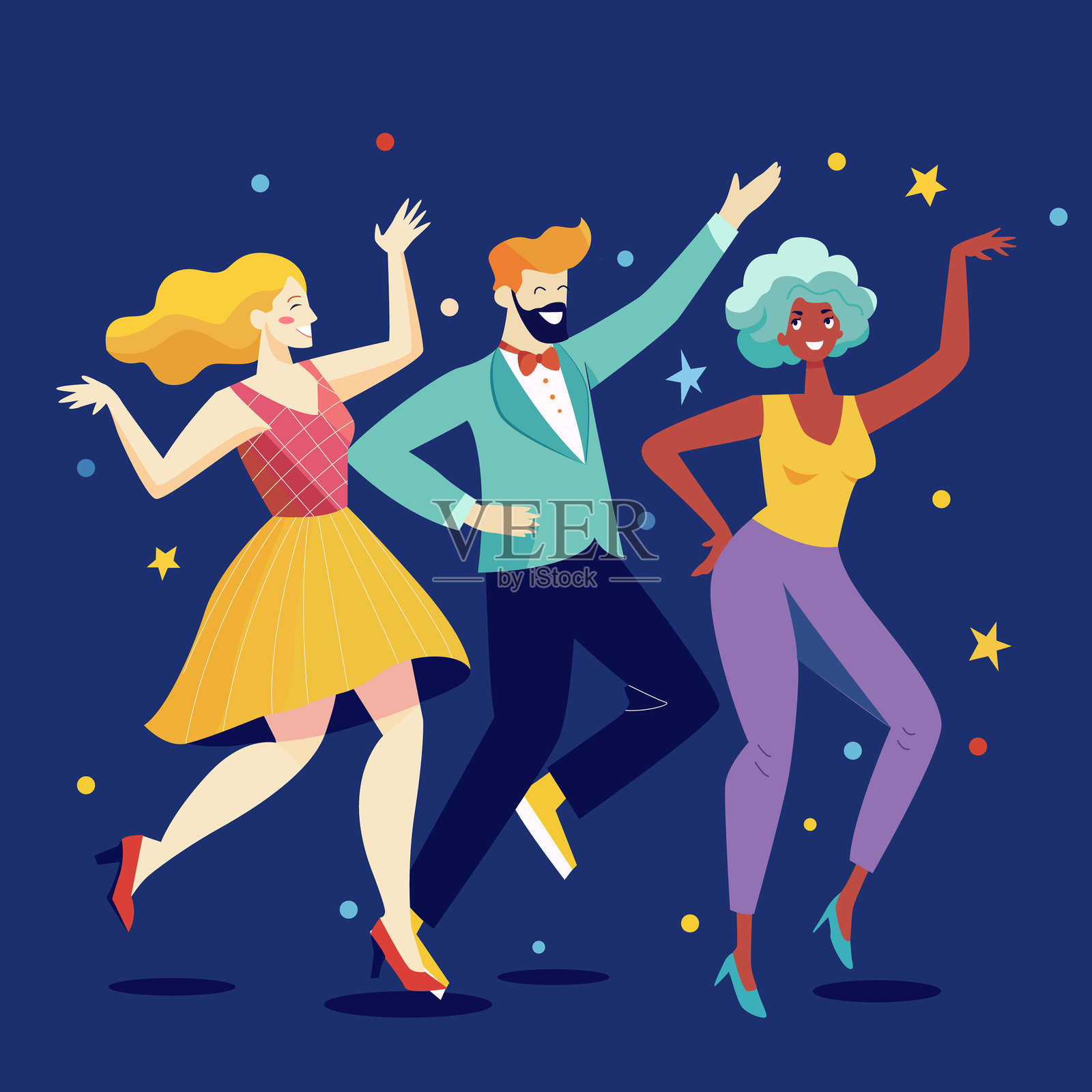 年轻朋友们在迪斯科庆祝节日,享受乐趣.现代男女在舞厅