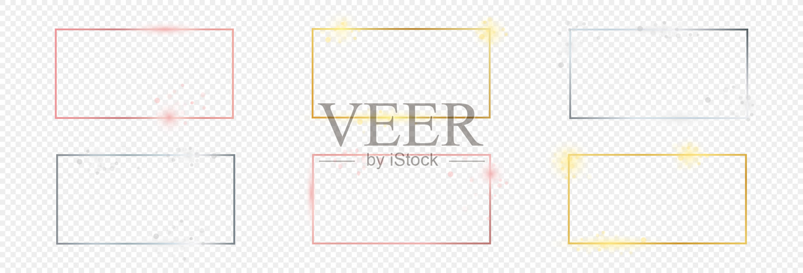 六个矩形框架的套装插画图片素材