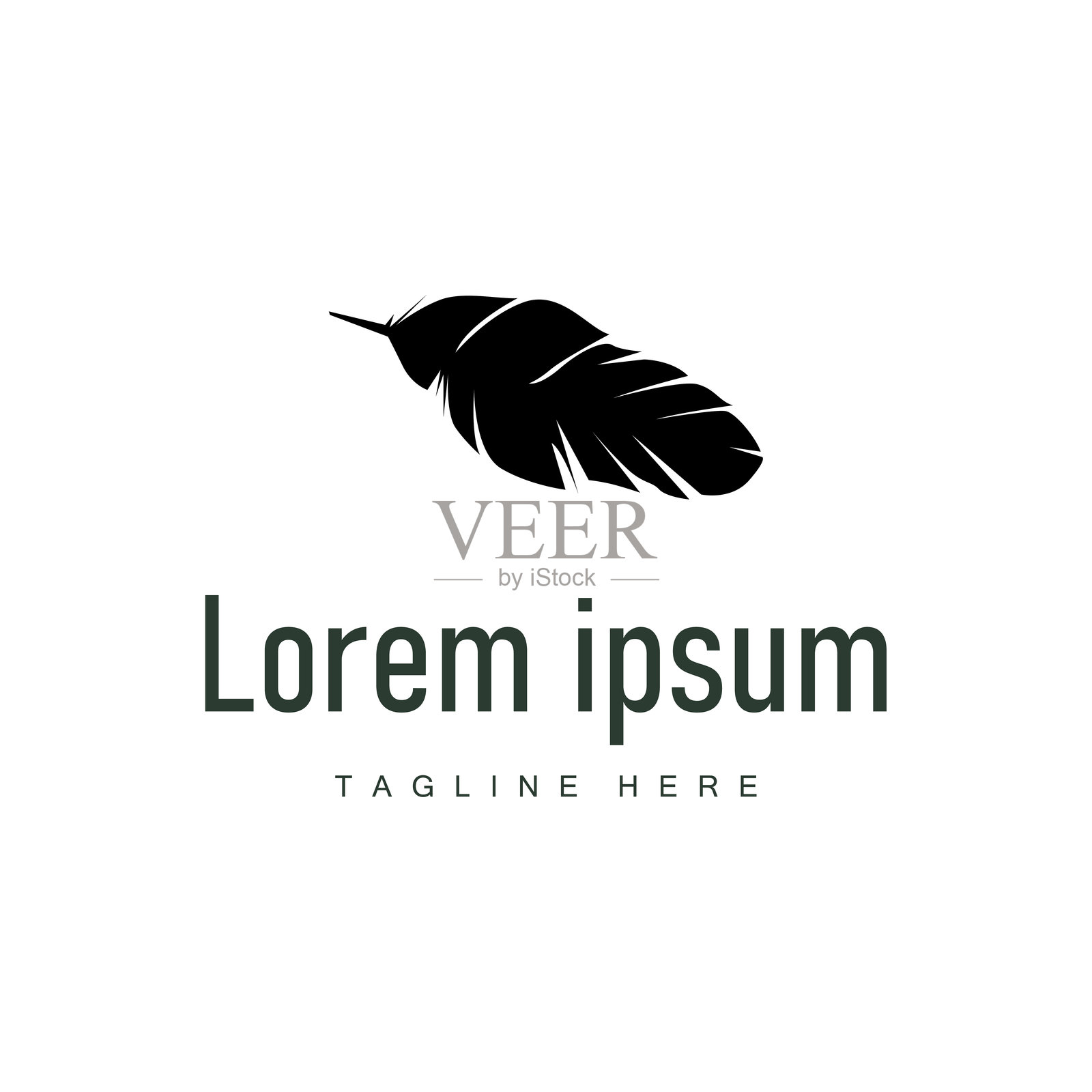 羽毛轮廓logo，作者设计奢华简约优雅矢量插图模板插画图片素材