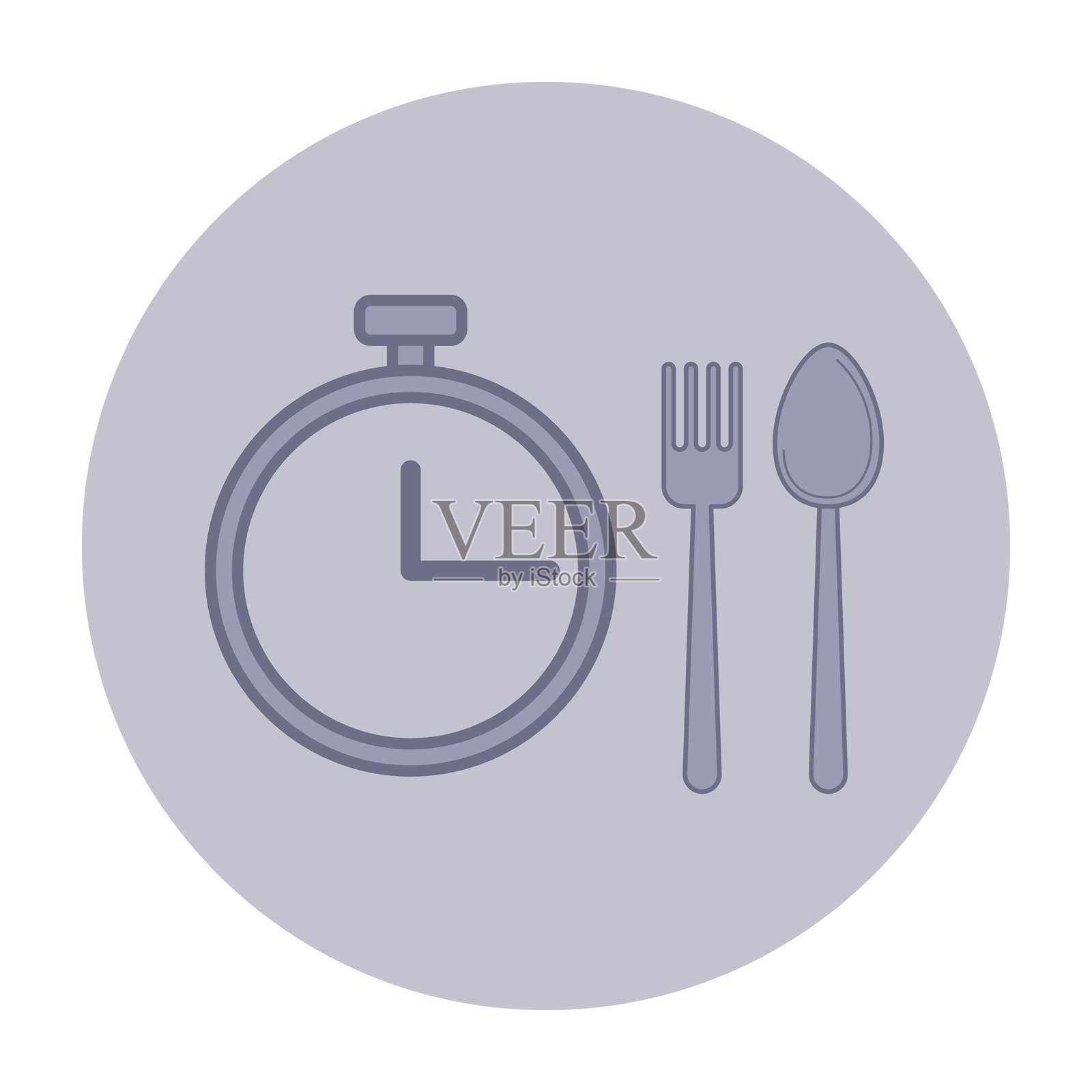 带有勺子和叉子的食物计时器图标插图插画图片素材
