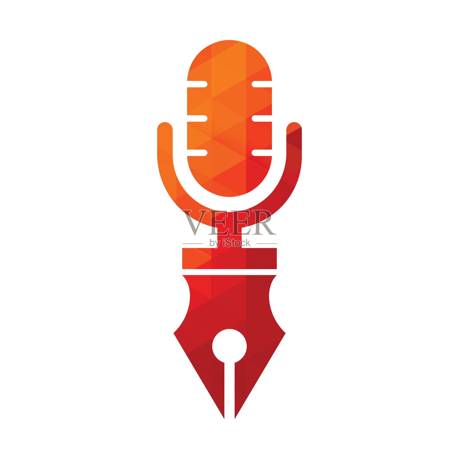 笔式麦克风会议播客广播标志设计。插画图片素材