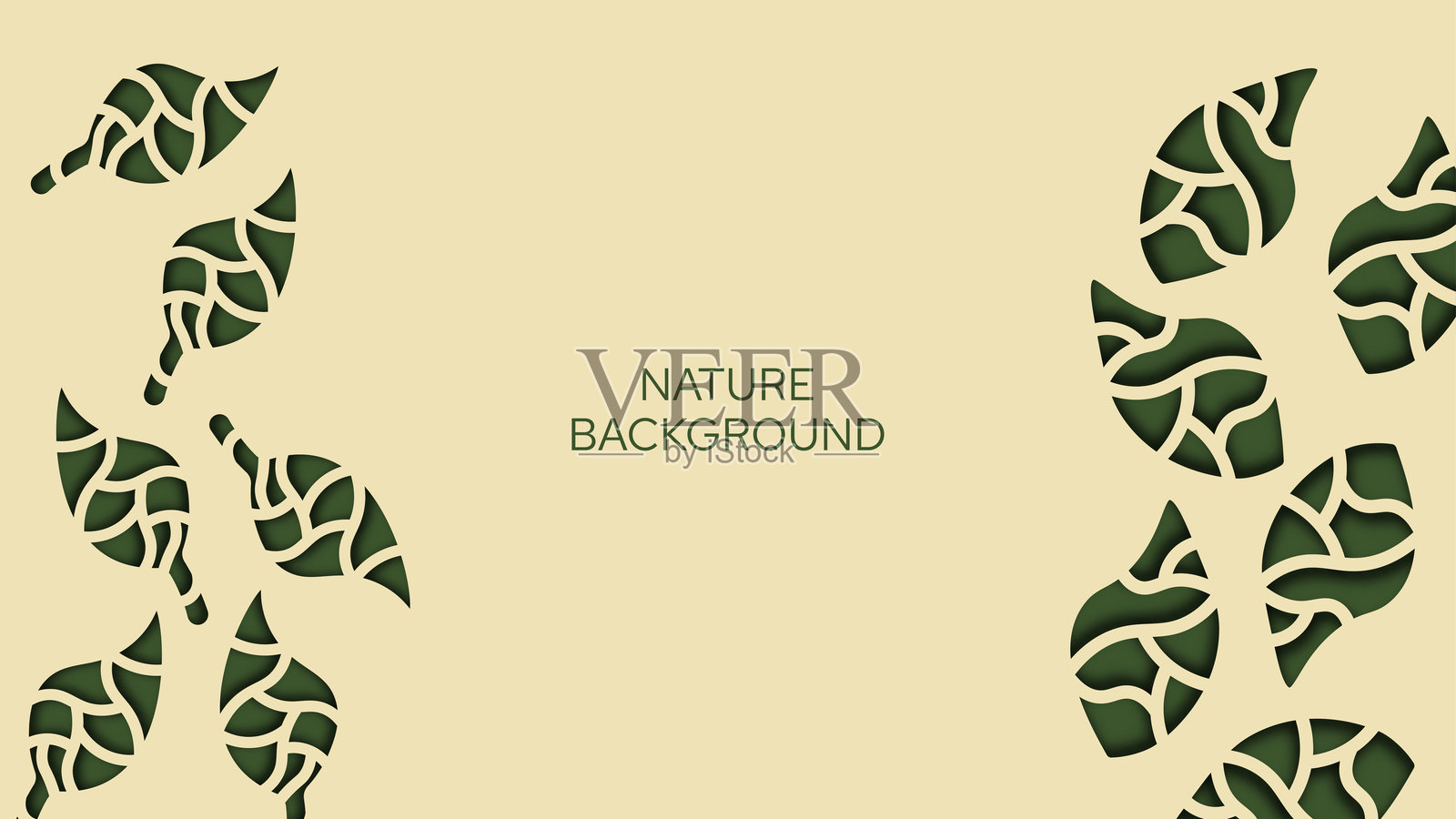 纸雕风格的自然与叶子背景插画图片素材