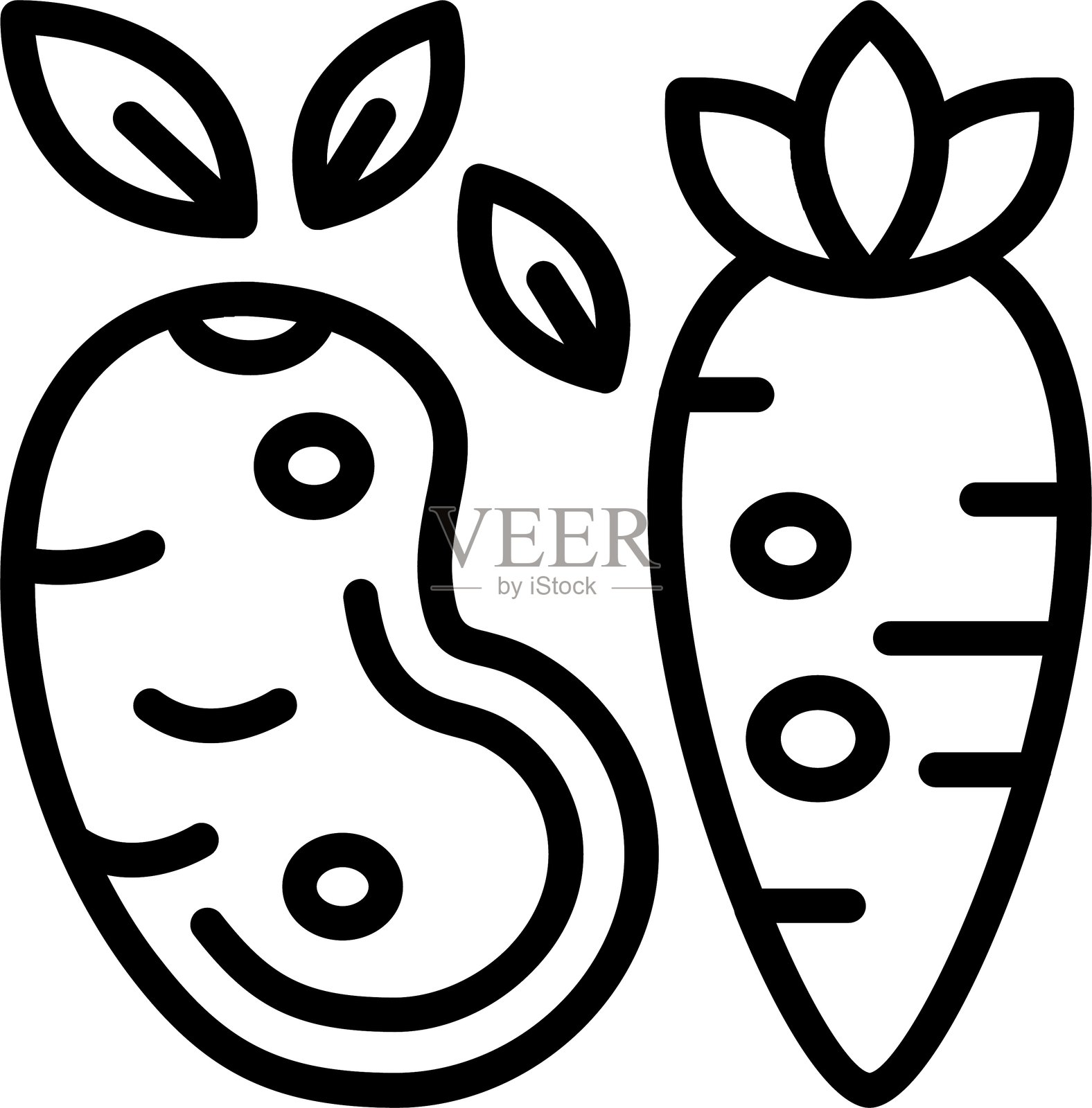 蔬菜线条风格图标设计插画图片素材