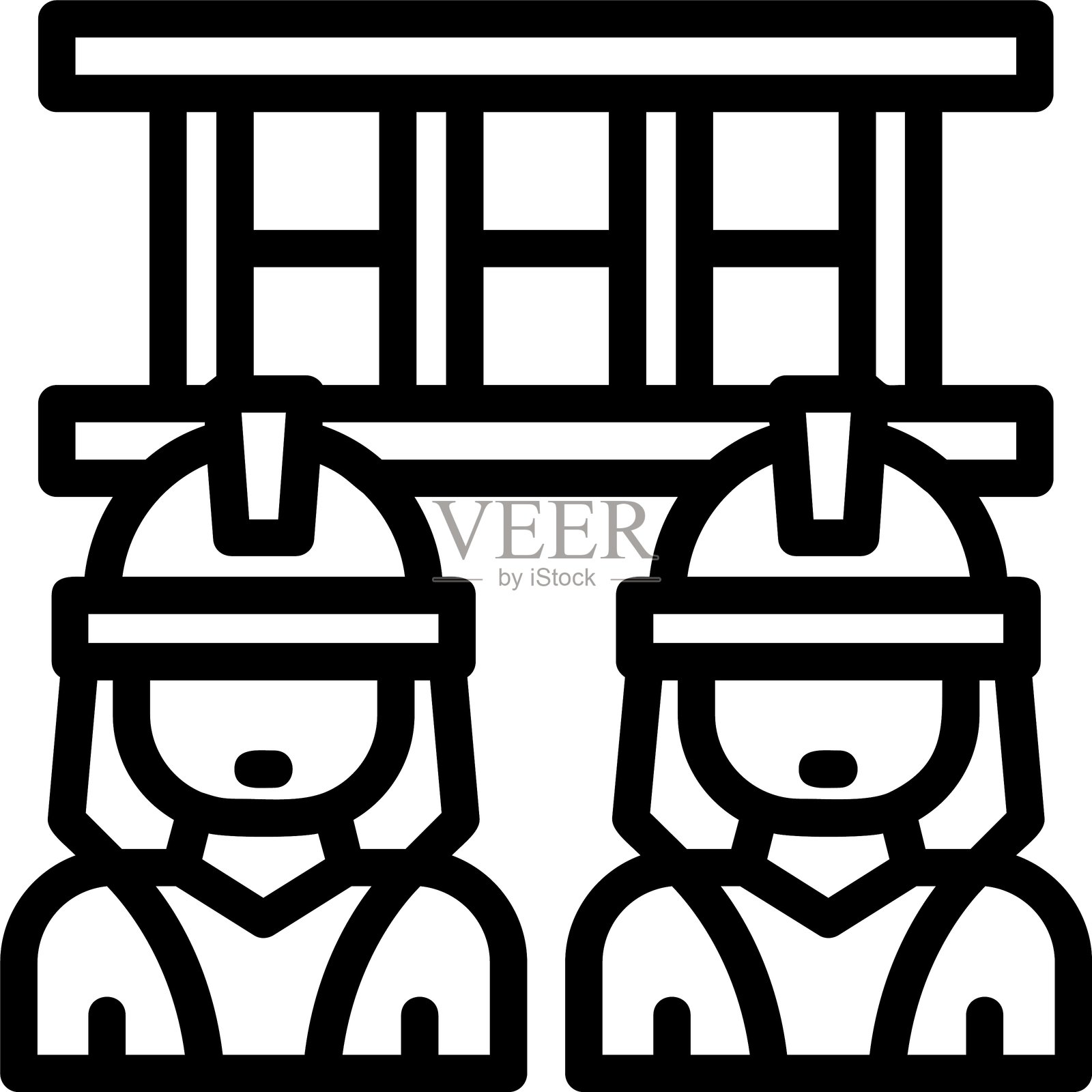 消防员担架线性风格图标设计插画图片素材