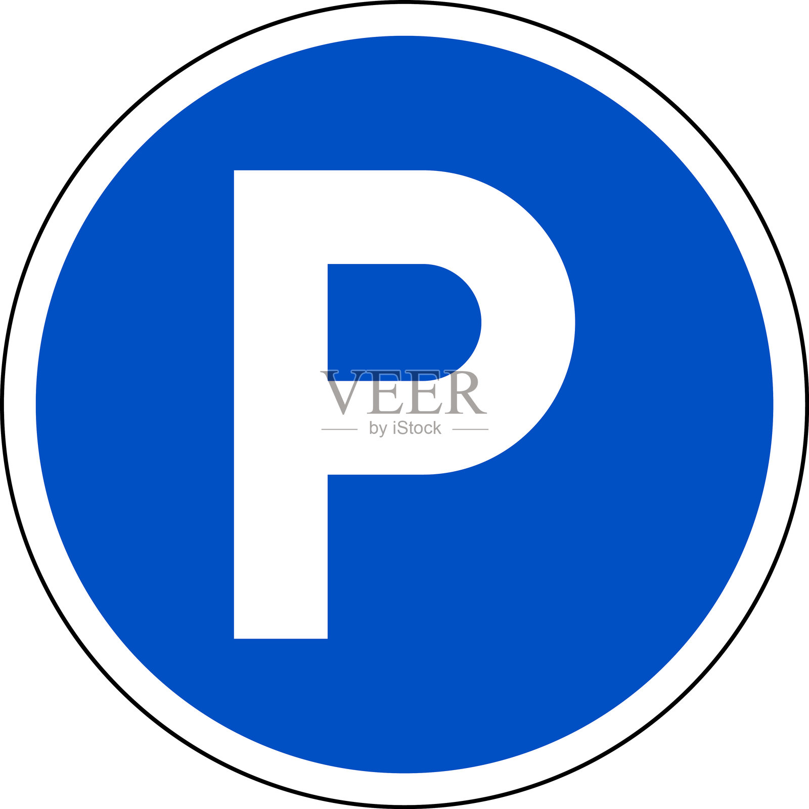 停车场矢量图标。停车标志。蓝色停车标志。矢量插图，背景为白色。插画图片素材