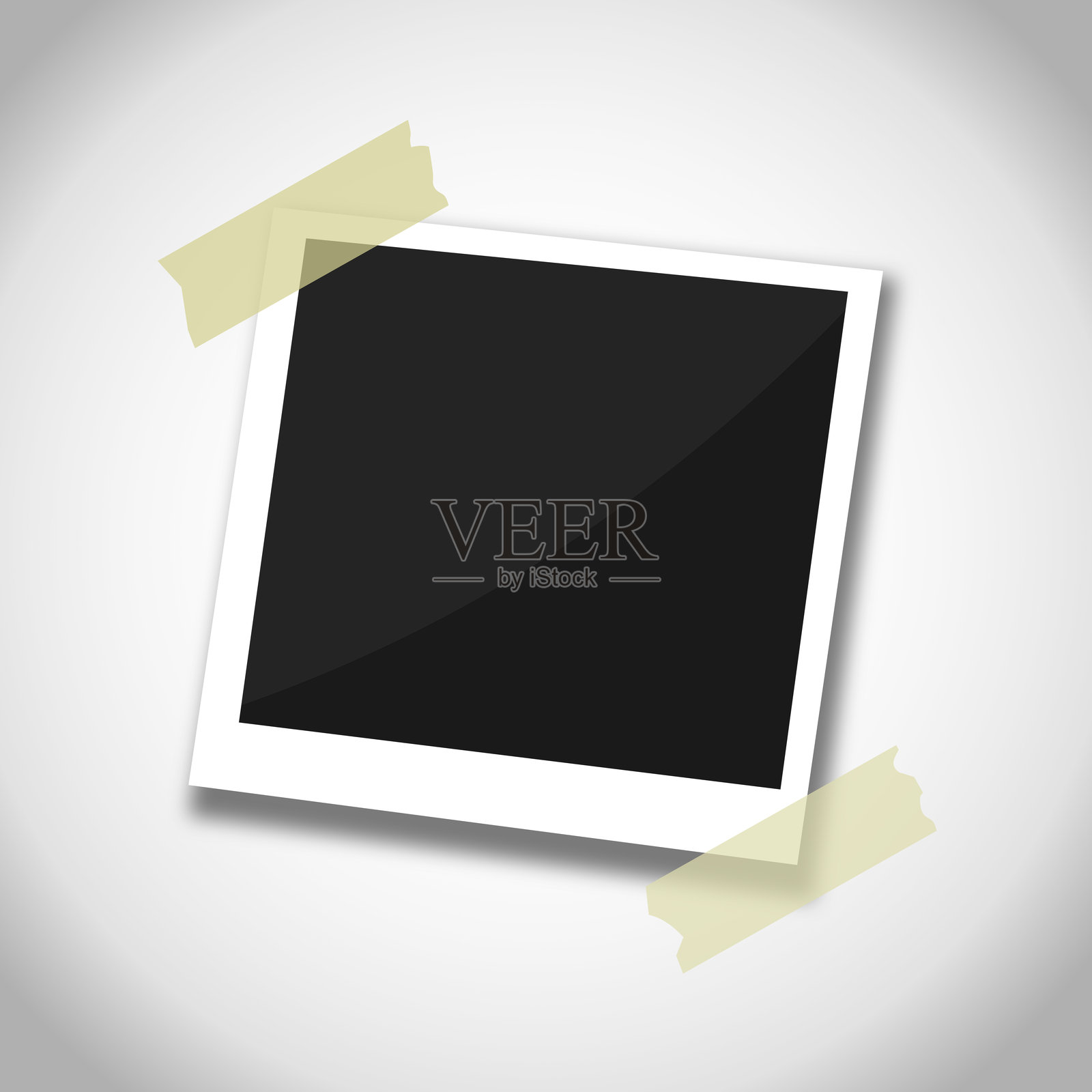 复古照片框贴在胶带上的矢量图插画图片素材