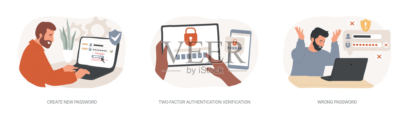 密码管理隔离卡通矢量插图插画图片素材