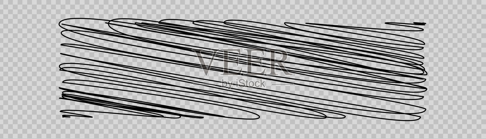 手绘的单色草图，墨水或钢笔涂鸦，混乱的黑色涂鸦，矢量插图插画图片素材