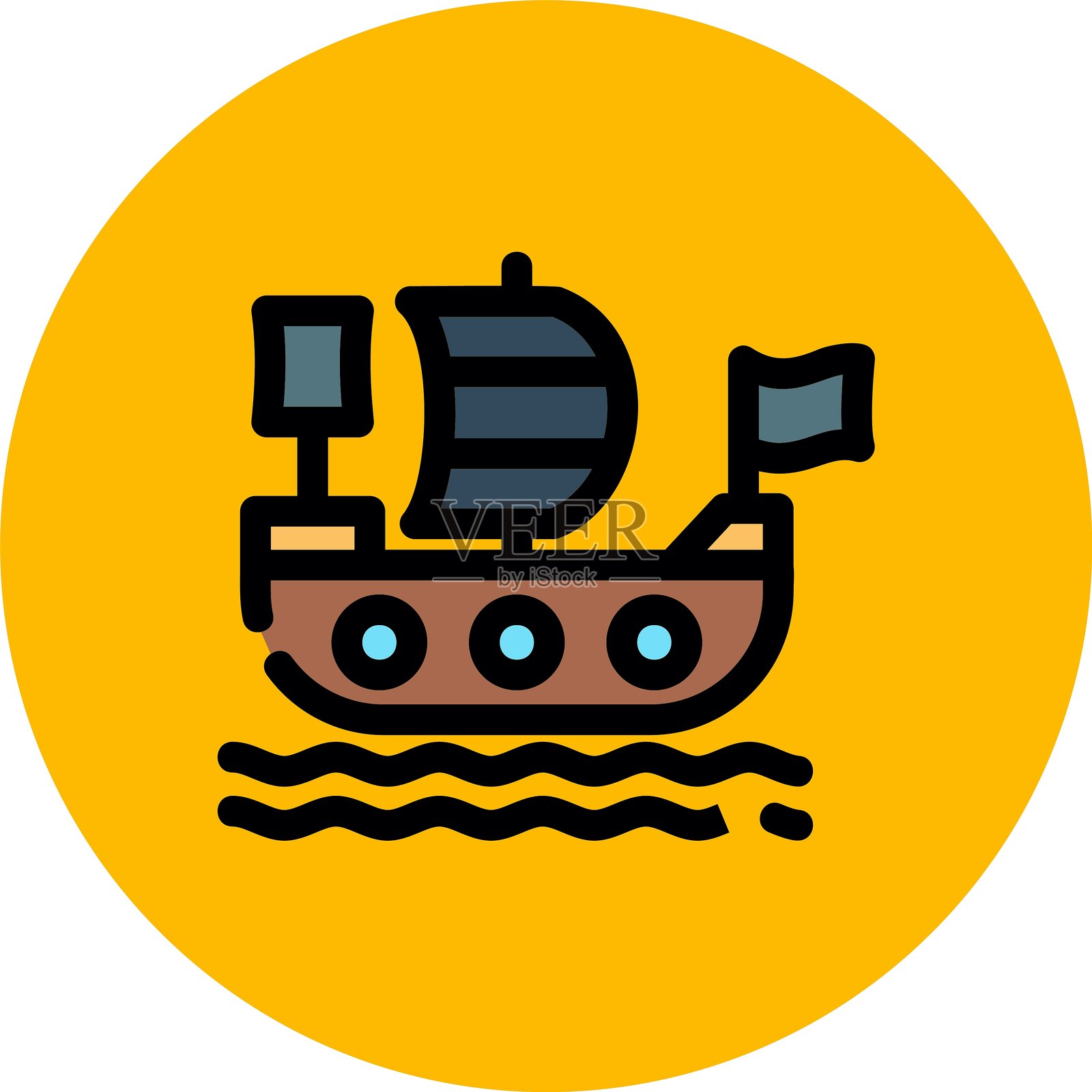 海盗船图标插画图片素材