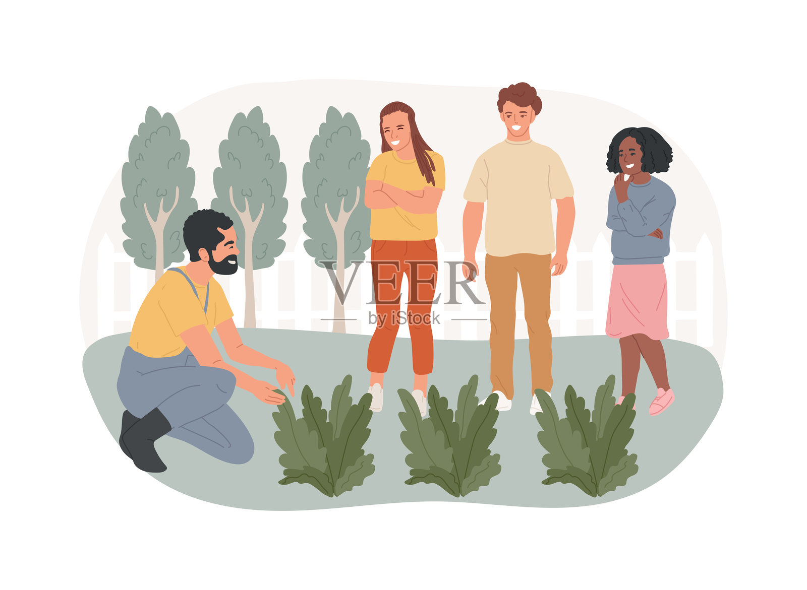 孤立的园艺技术员卡通矢量插图。插画图片素材