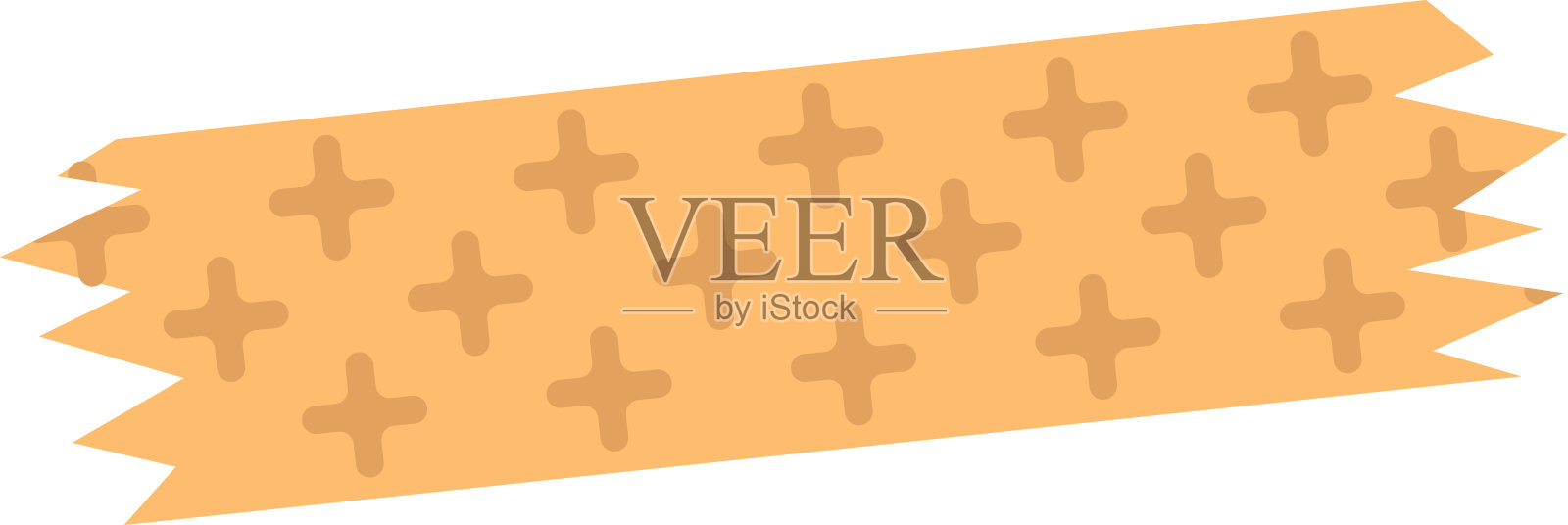 手绘野花与和纸胶带元素套装插画图片素材