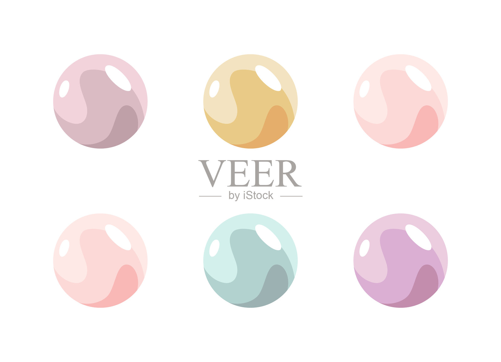 珍珠贝壳图标。美丽的卡通风格珍珠。矢量插图，背景为白色。插画图片素材