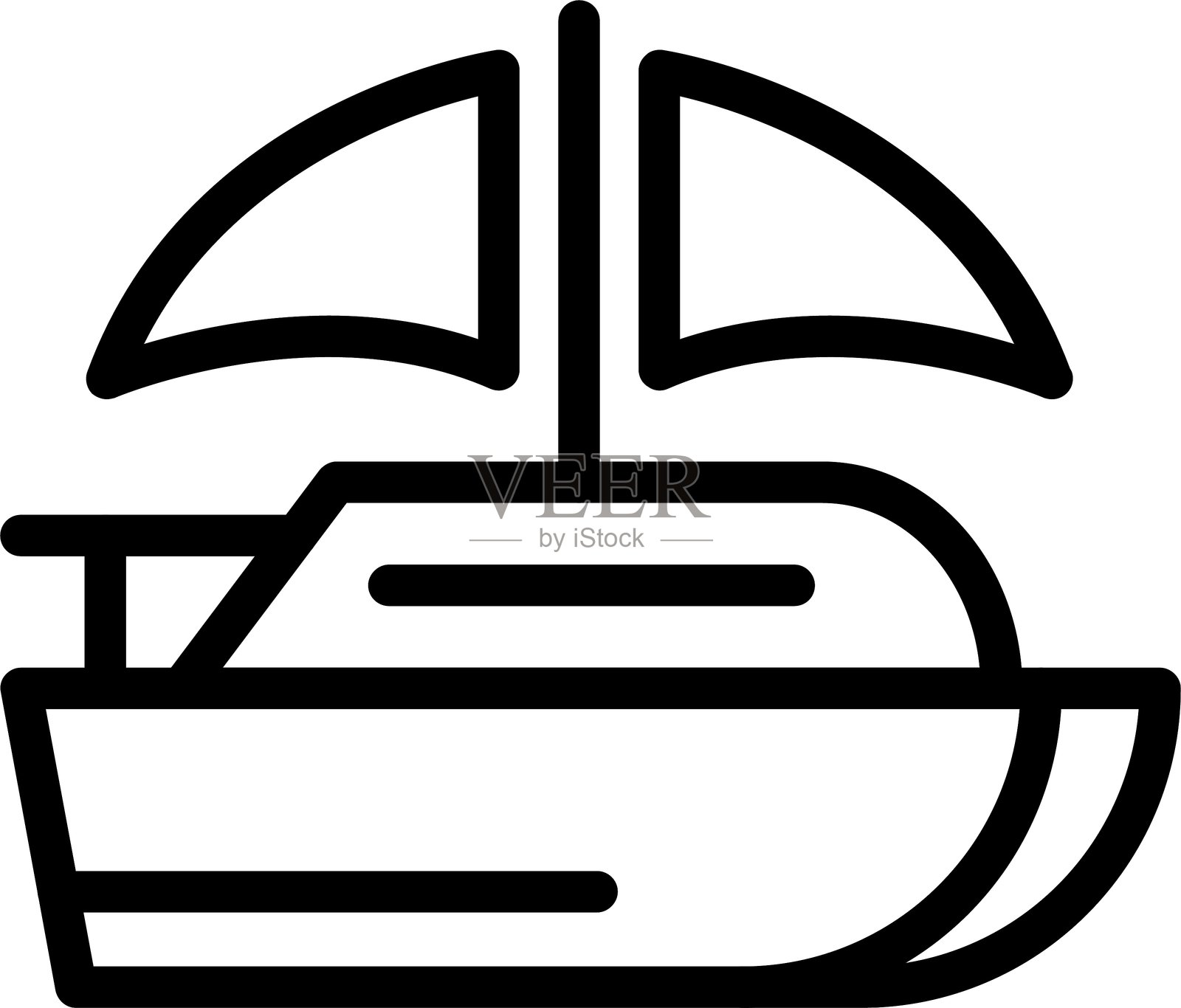 帆船线条风格图标设计插画图片素材