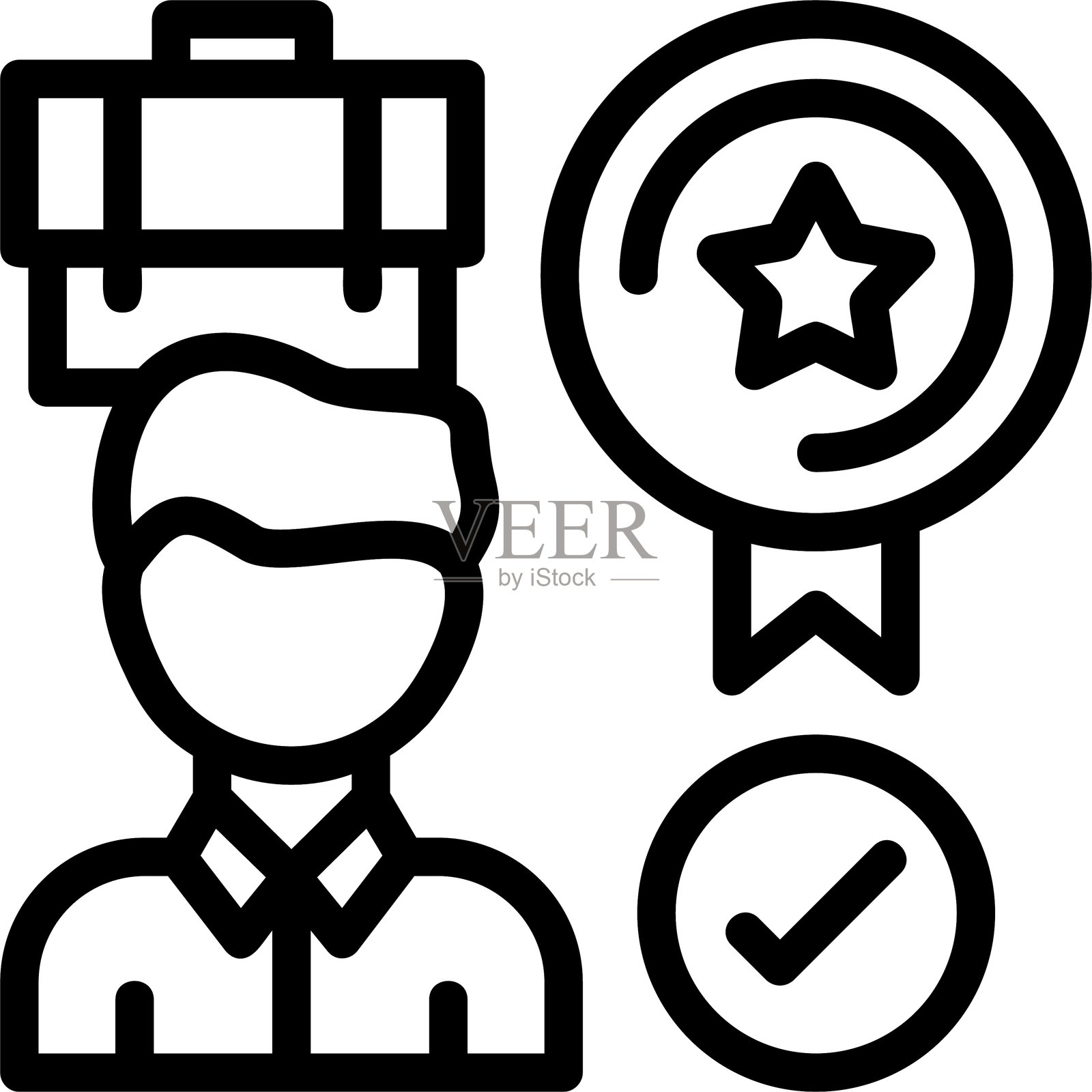 工作满意度线性风格图标设计插画图片素材