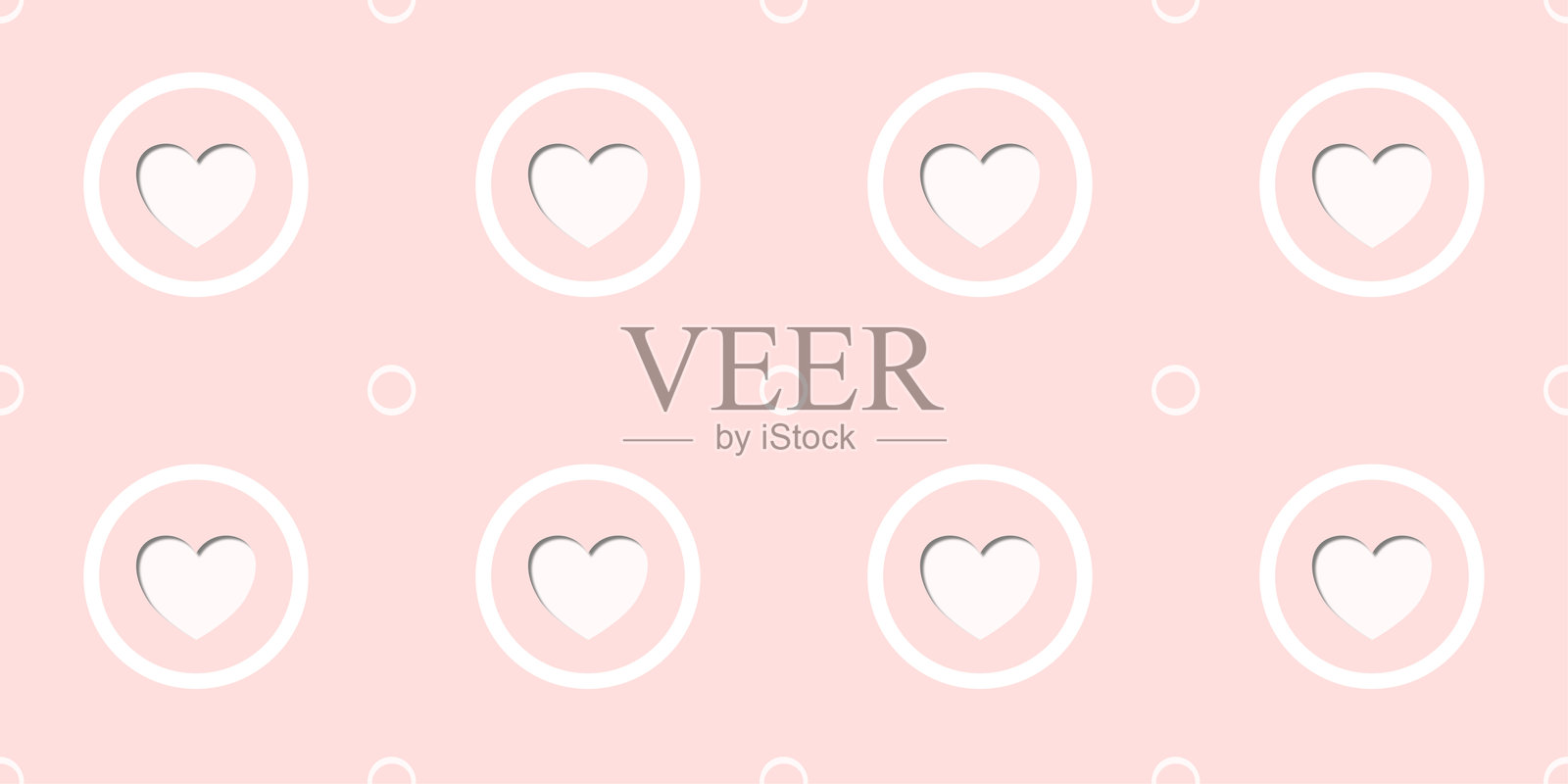 粉色背景上的白色心形无缝图案。心形主题。插画图片素材