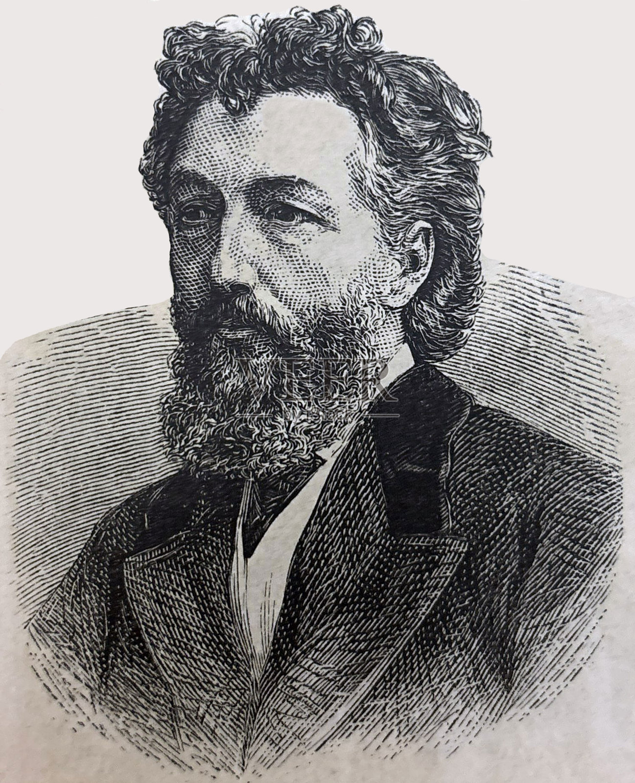 古董插图 - 弗雷德里克·莱顿肖像，英国维多利亚时期画家、素描家和雕塑家，称为弗雷德里克·莱顿爵士插画图片素材