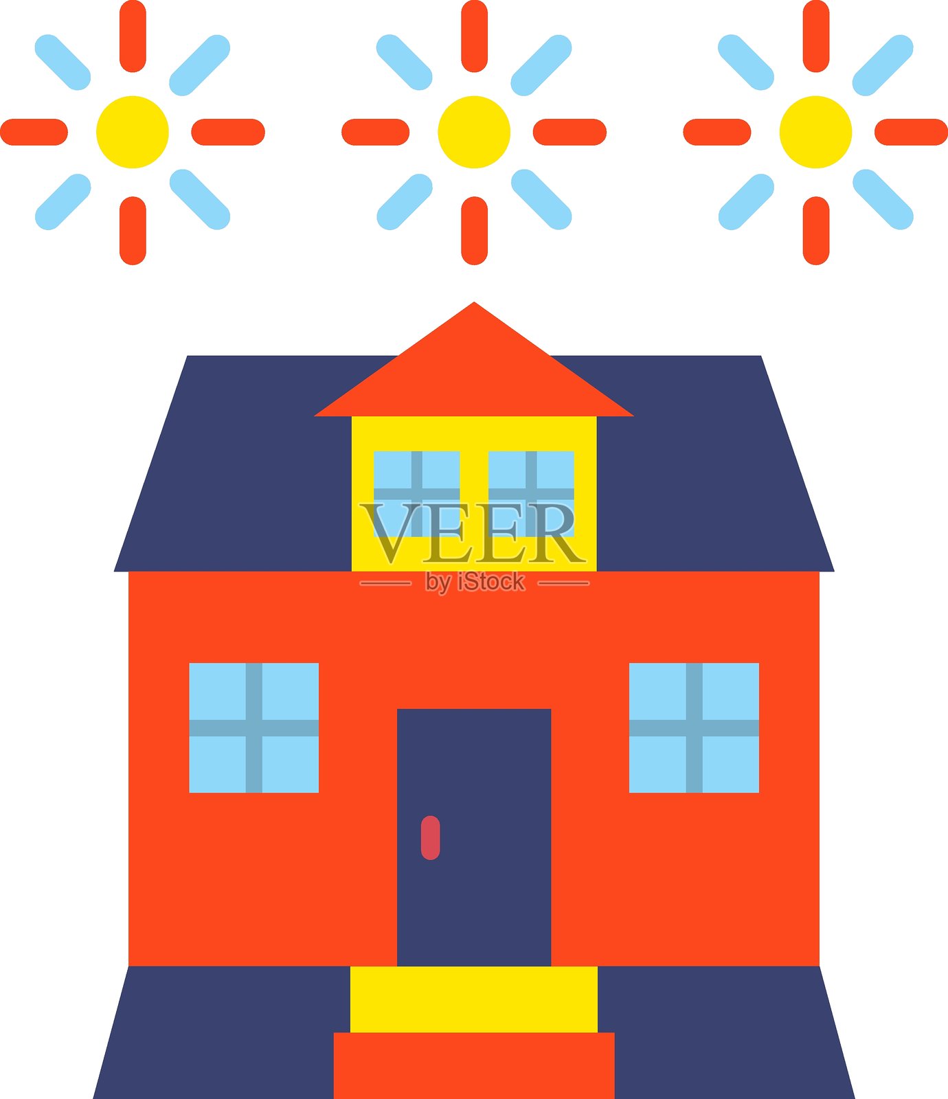 家居烟花图标的矢量设计风格插画图片素材