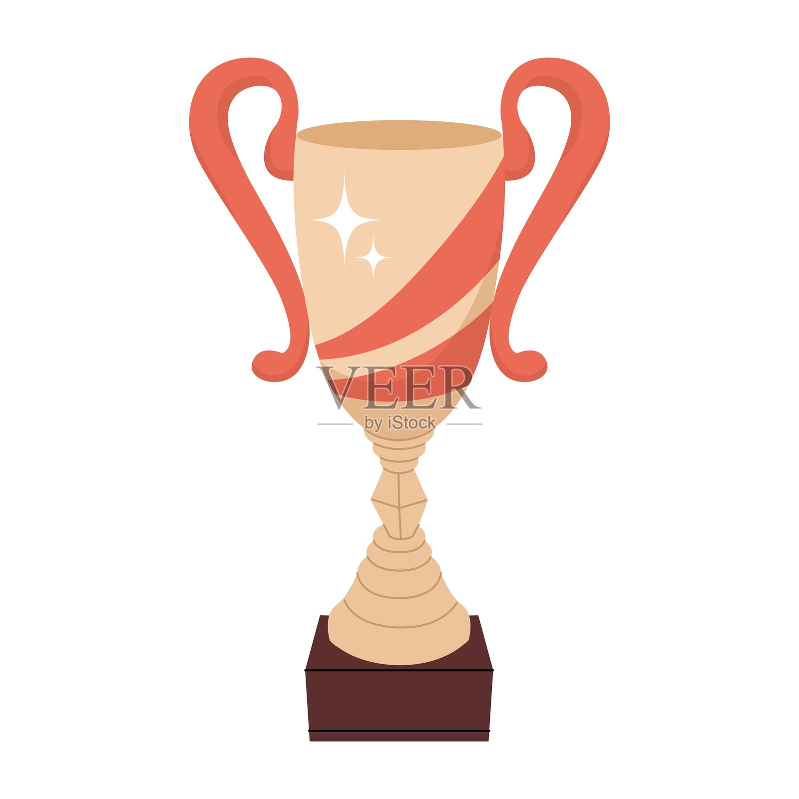 为比赛获胜者准备的闪亮奖杯。比赛参与奖。白色背景上的矢量插图。插画图片素材