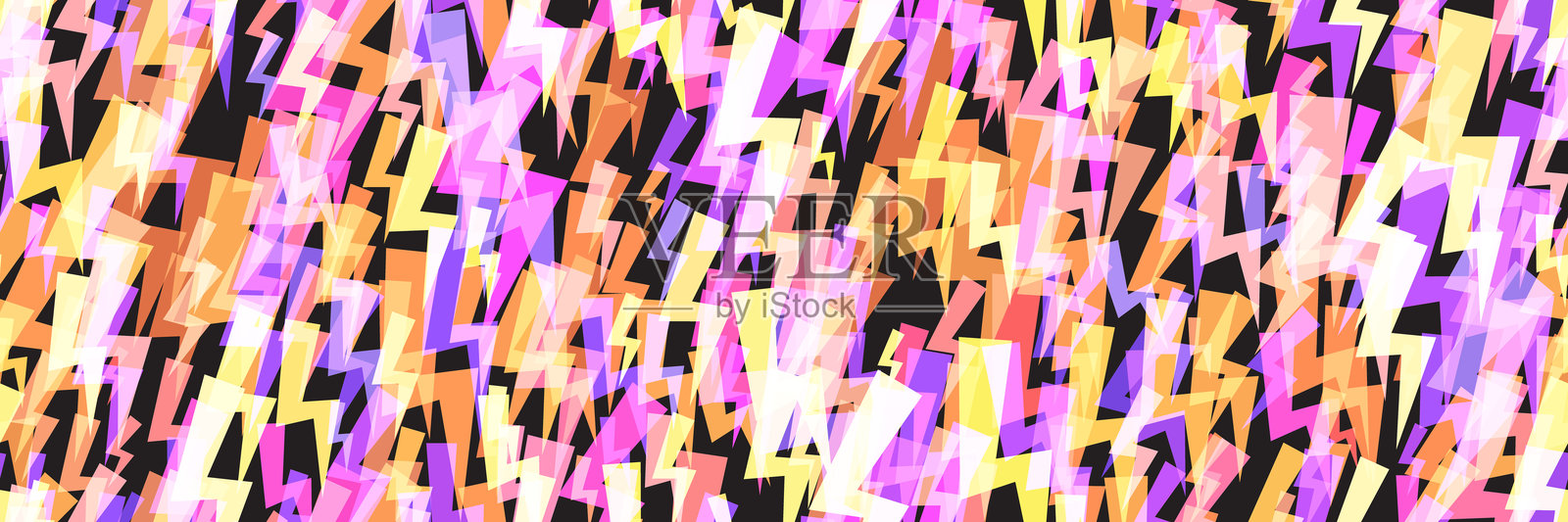 黑色背景上的明亮霓虹闪电作为无缝图案插画图片素材