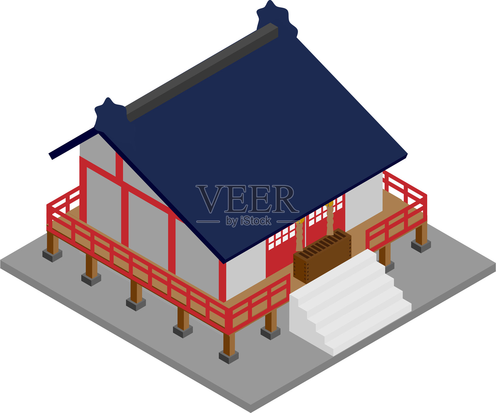 等距的神社和寺庙插画图片素材