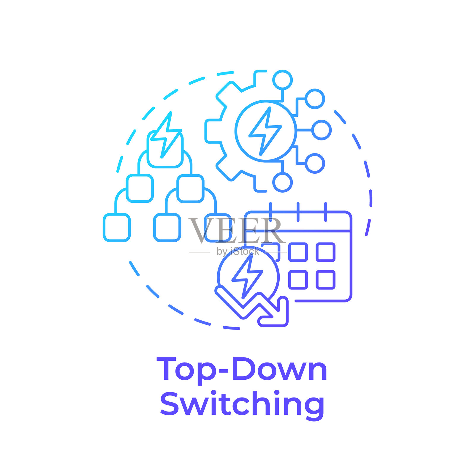 自上而下的蓝色渐变切换概念图标插画图片素材