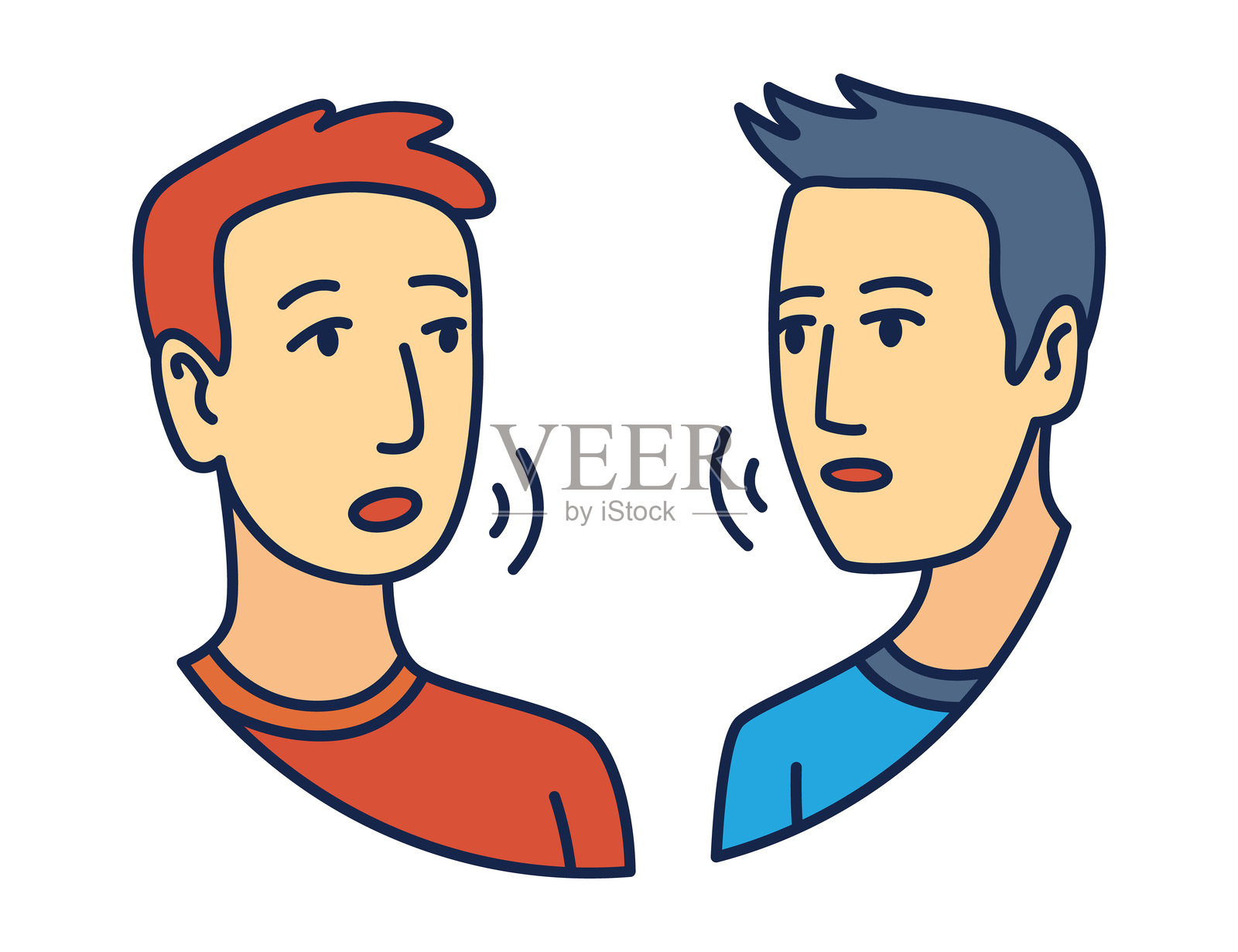 两个朋友正在热情洋溢地进行一场生动有趣的对话插画图片素材