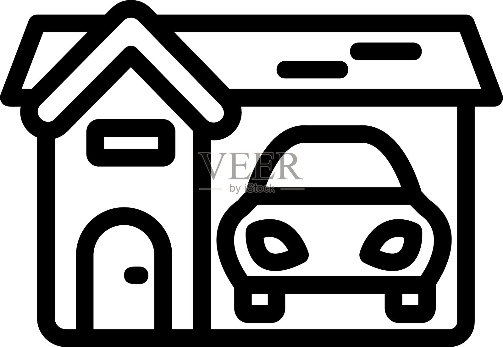 车库线性风格图标设计插画图片素材