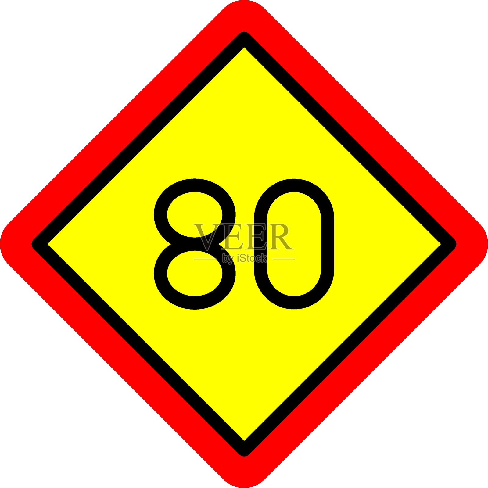 80公里限速图标风格的矢量设计插画图片素材