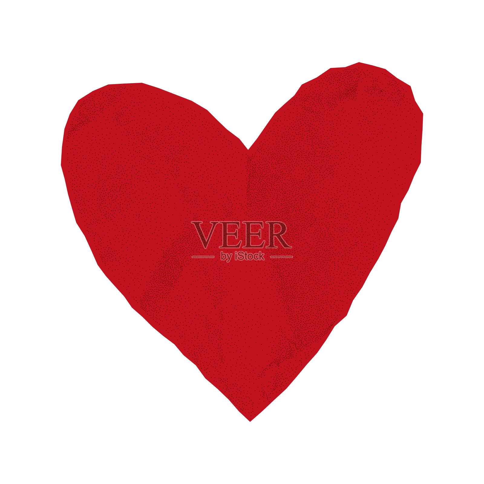 红色纸心，带有皱纹质感和撕裂的锯齿边缘插画图片素材