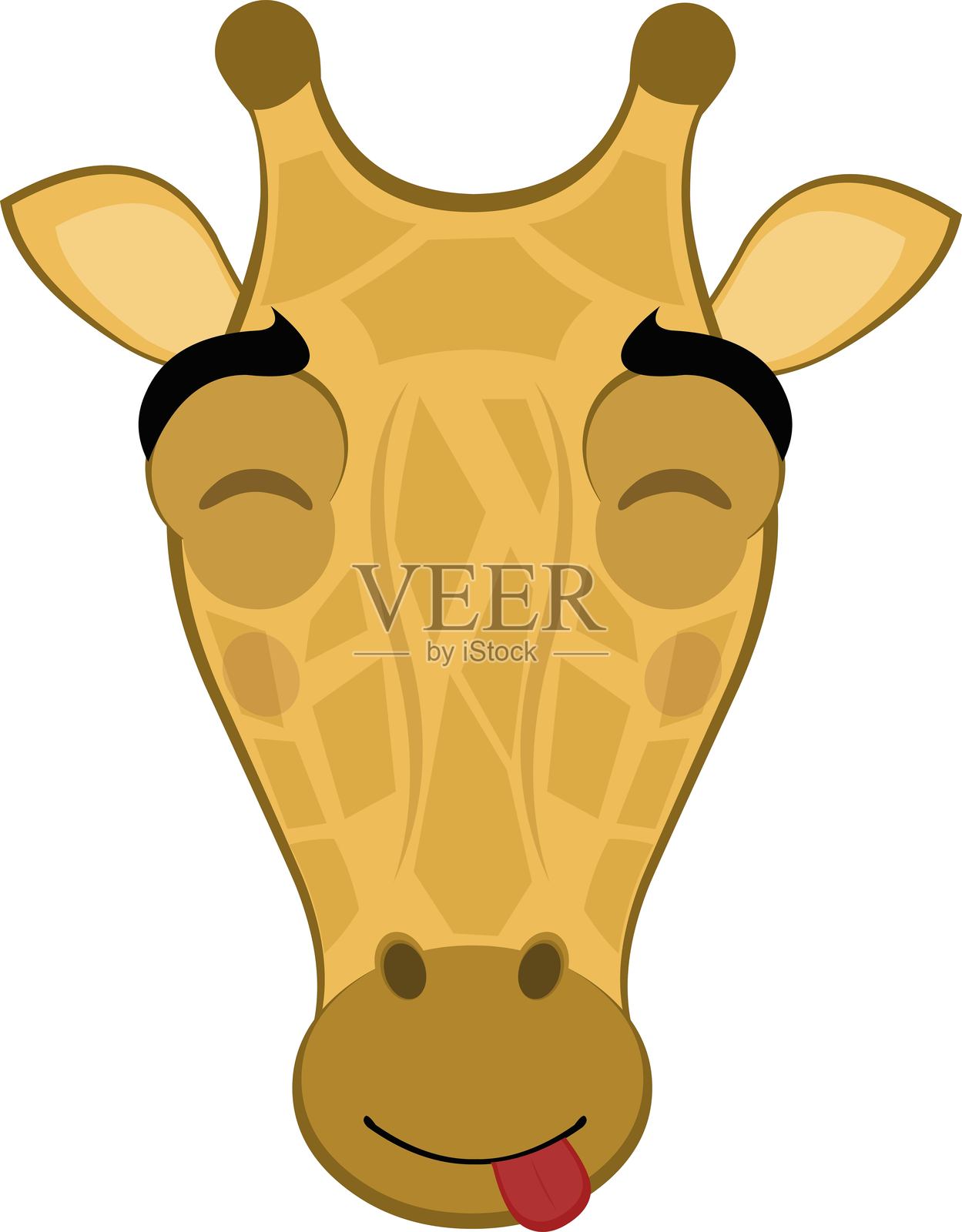 可爱的长颈鹿卡通表情符号，做出美味的手势插画图片素材