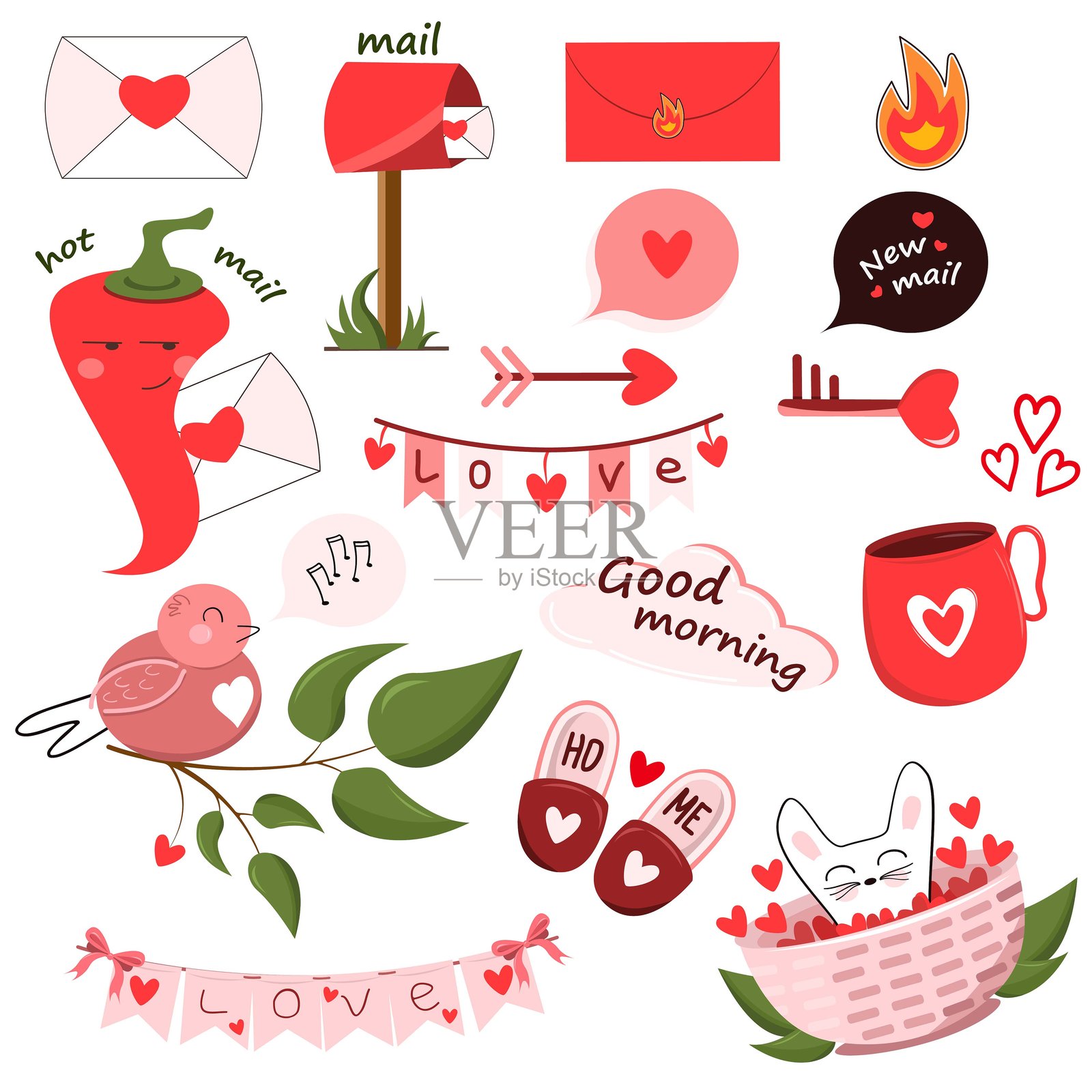 带有心形元素的图案插画图片素材