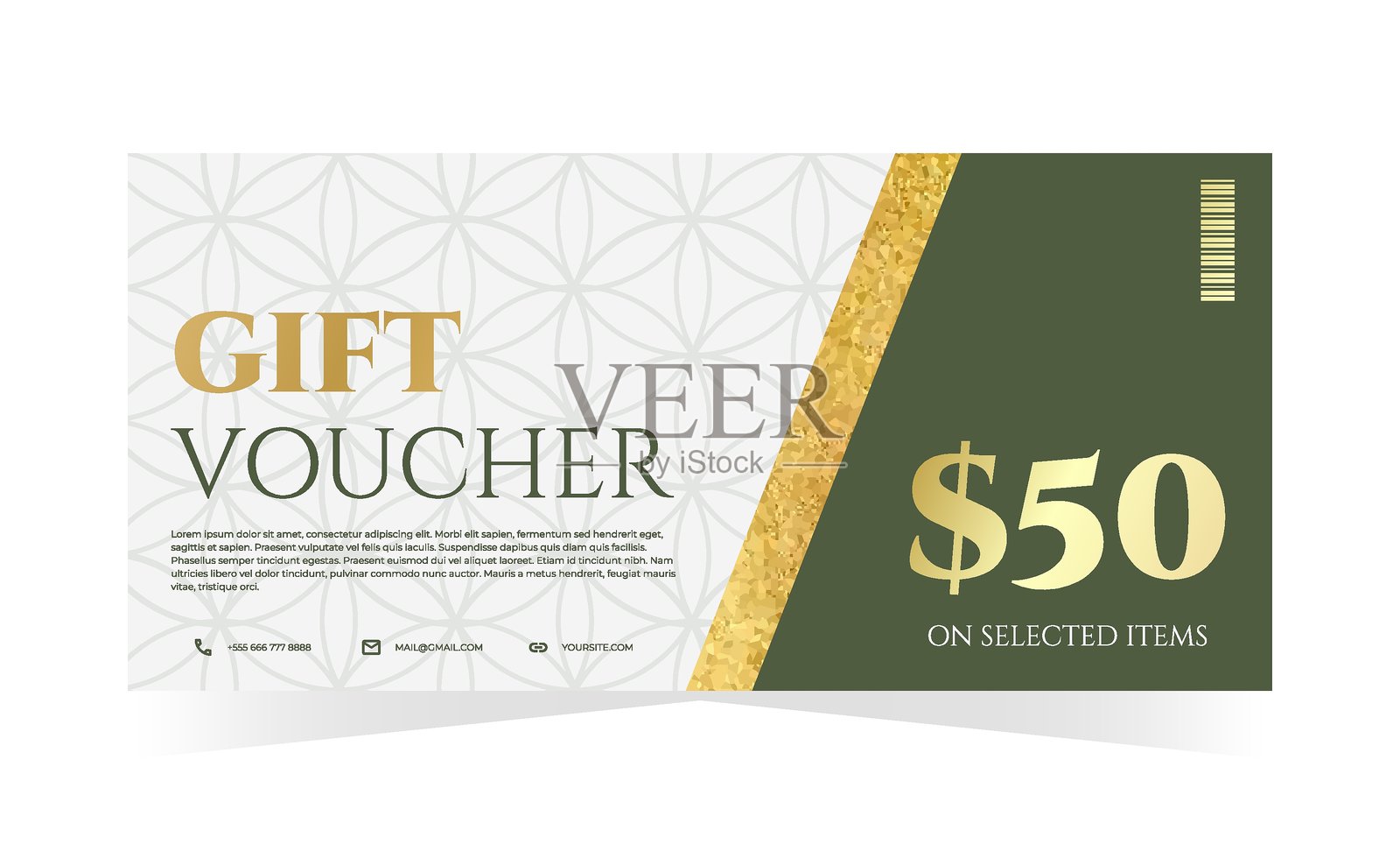 优雅装饰设计的礼品券模板。促销、优惠券、证书。适用于水疗、健康、酒店度假村的矢量插图。插画图片素材