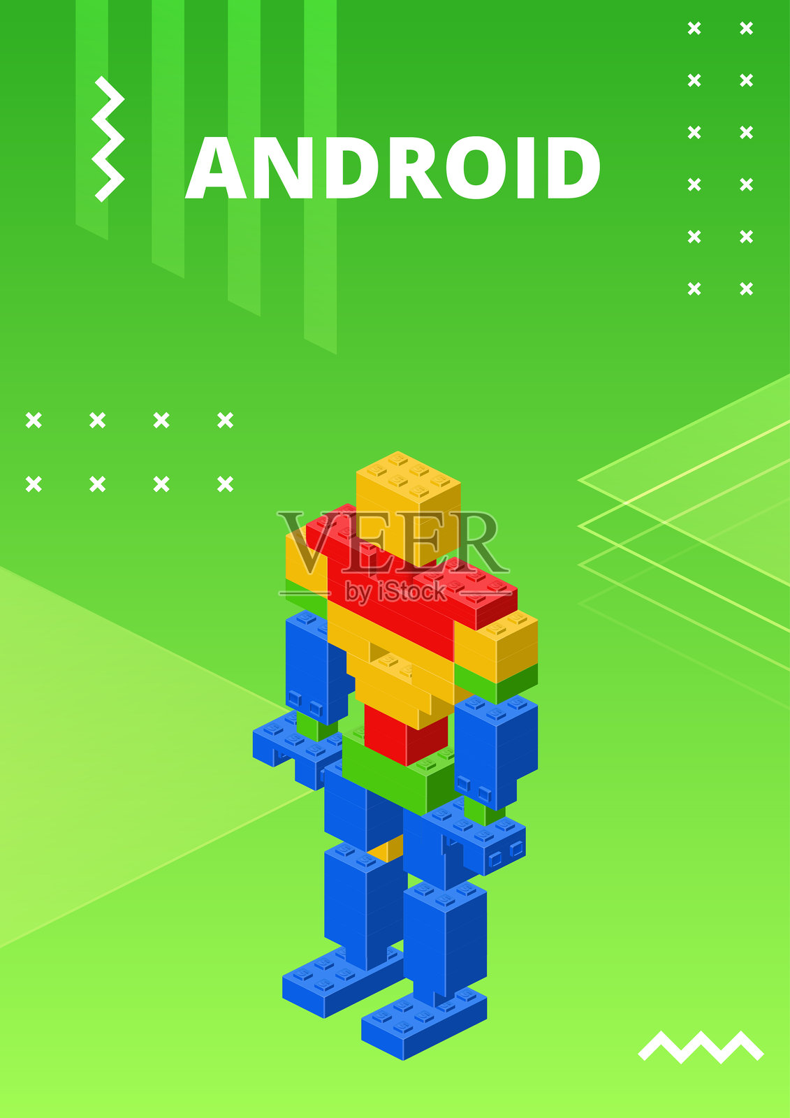 安卓海报用于印刷和设计。矢量图插画图片素材