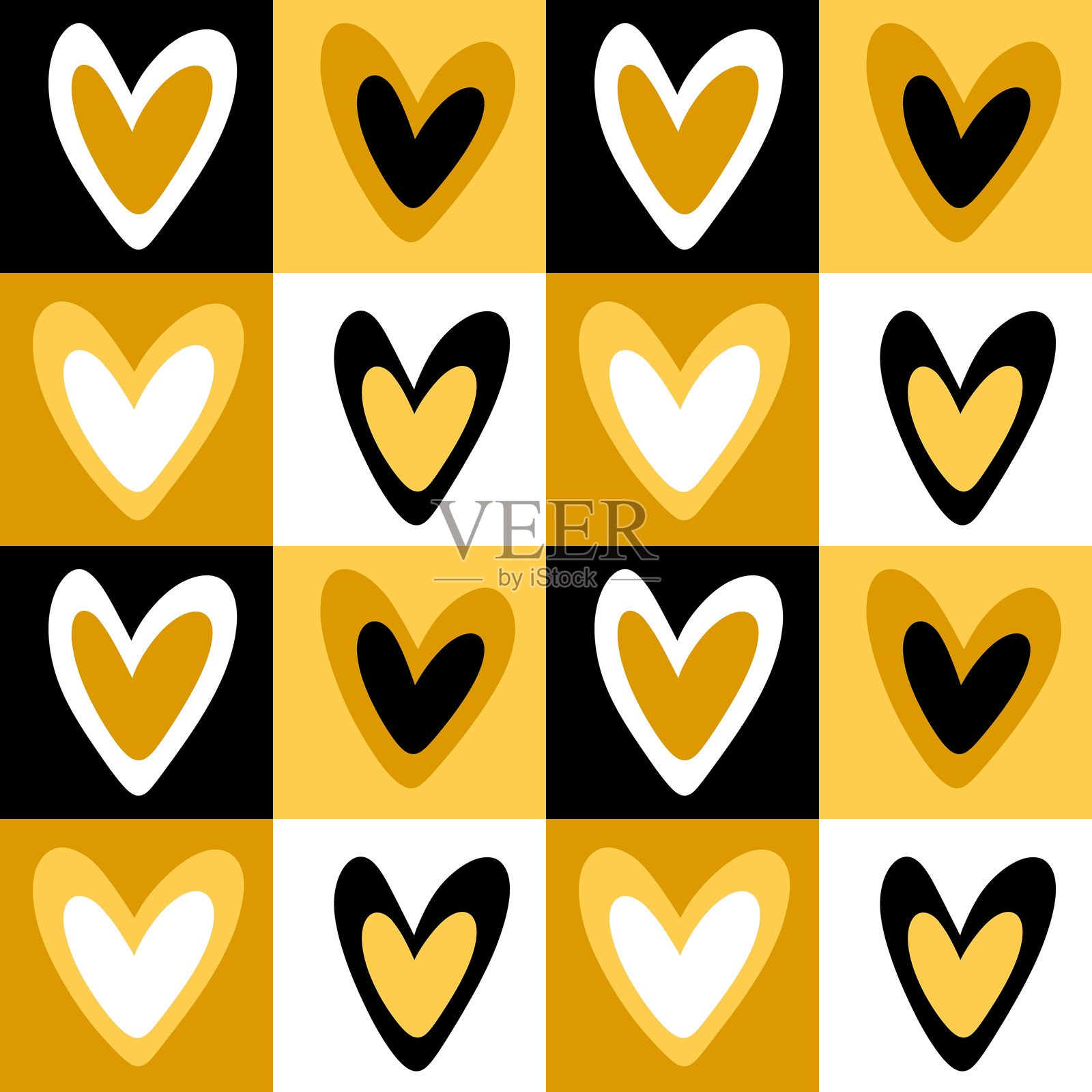 情人节卡通心形无缝图案，适用于包装纸和面料插画图片素材