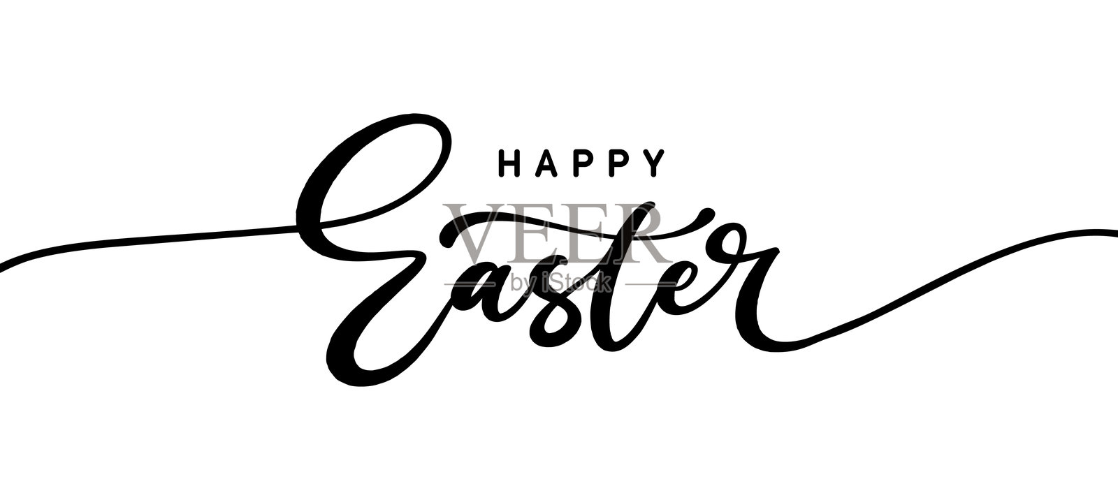 复活节手绘字母设计。节日书法手写文本。快乐复活节手写字母。插画图片素材
